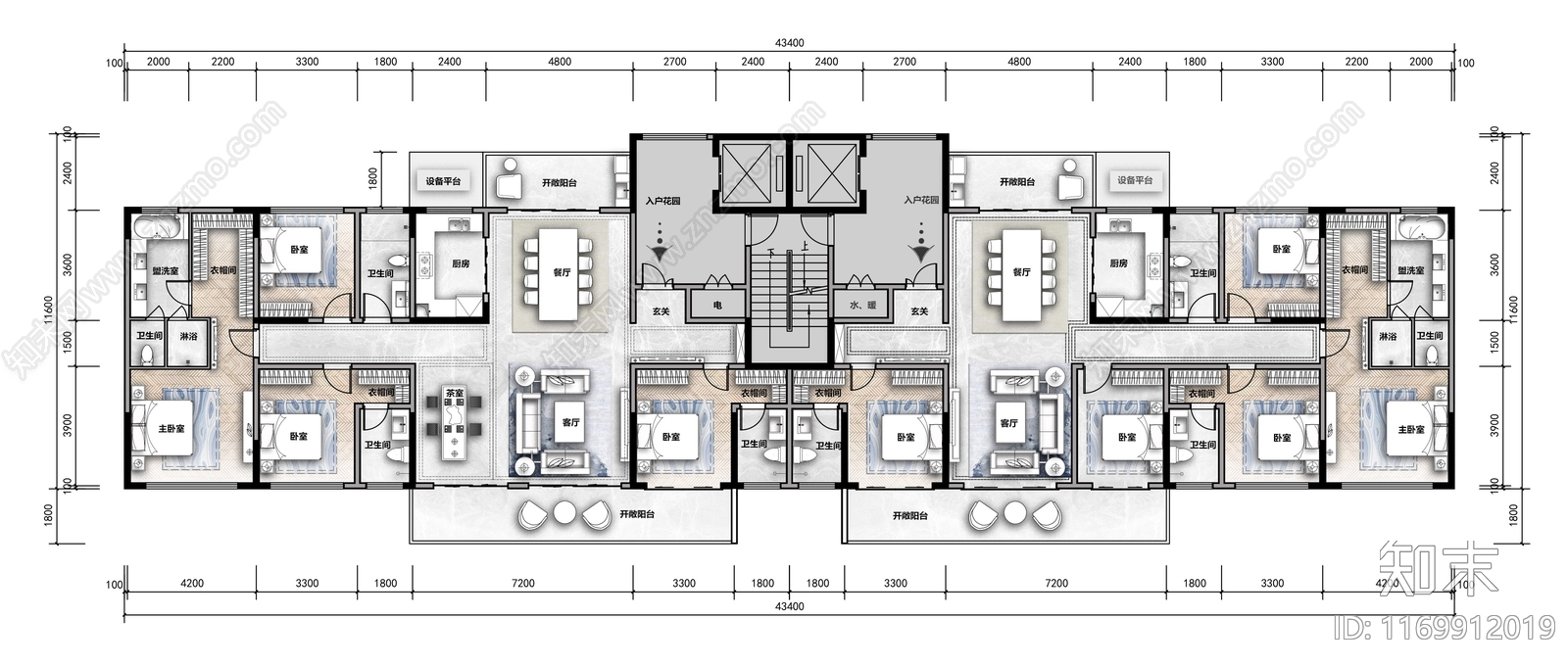 现代住宅楼建筑cad施工图下载【ID:1169912019】