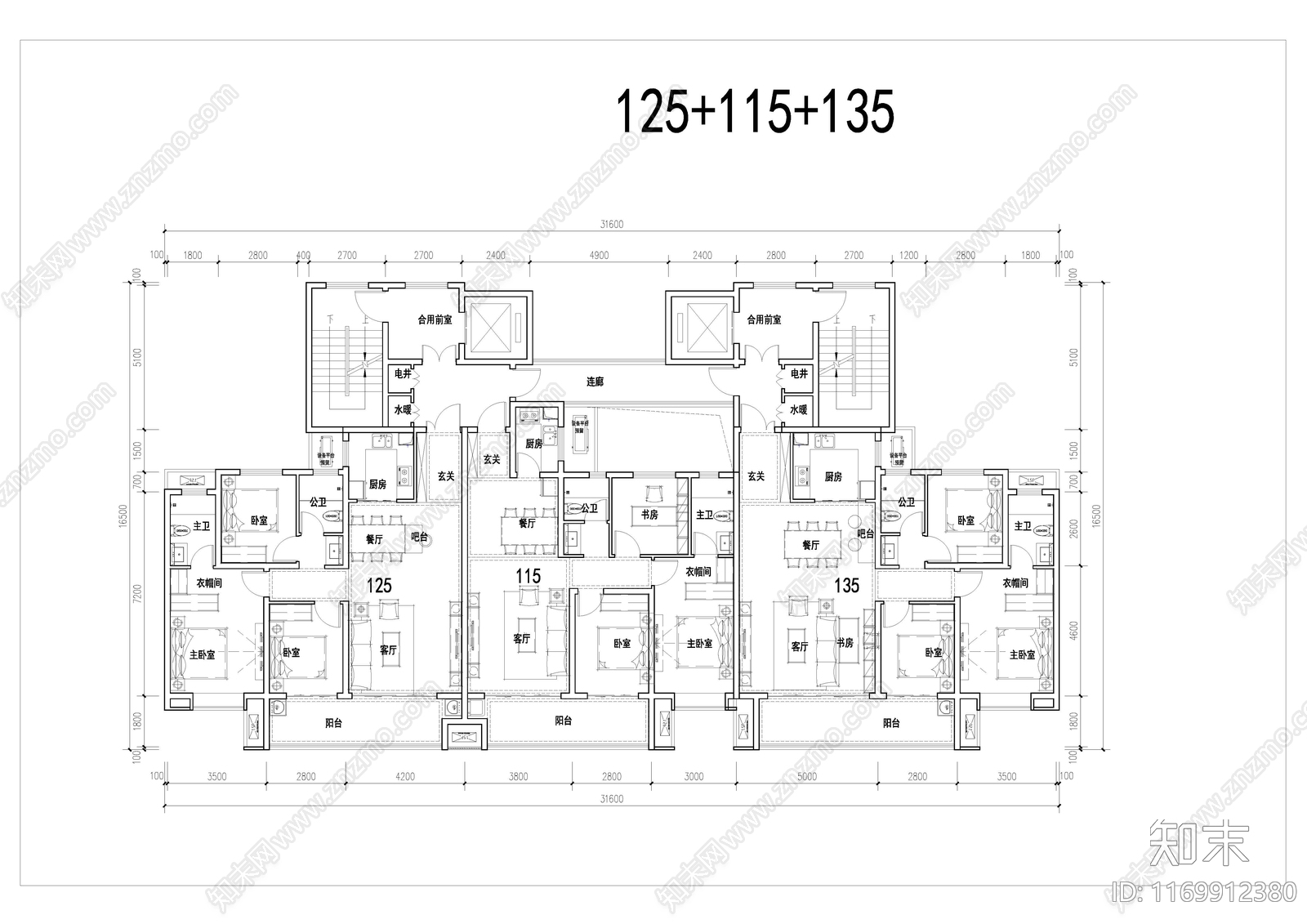 现代住宅楼建筑cad施工图下载【ID:1169912380】