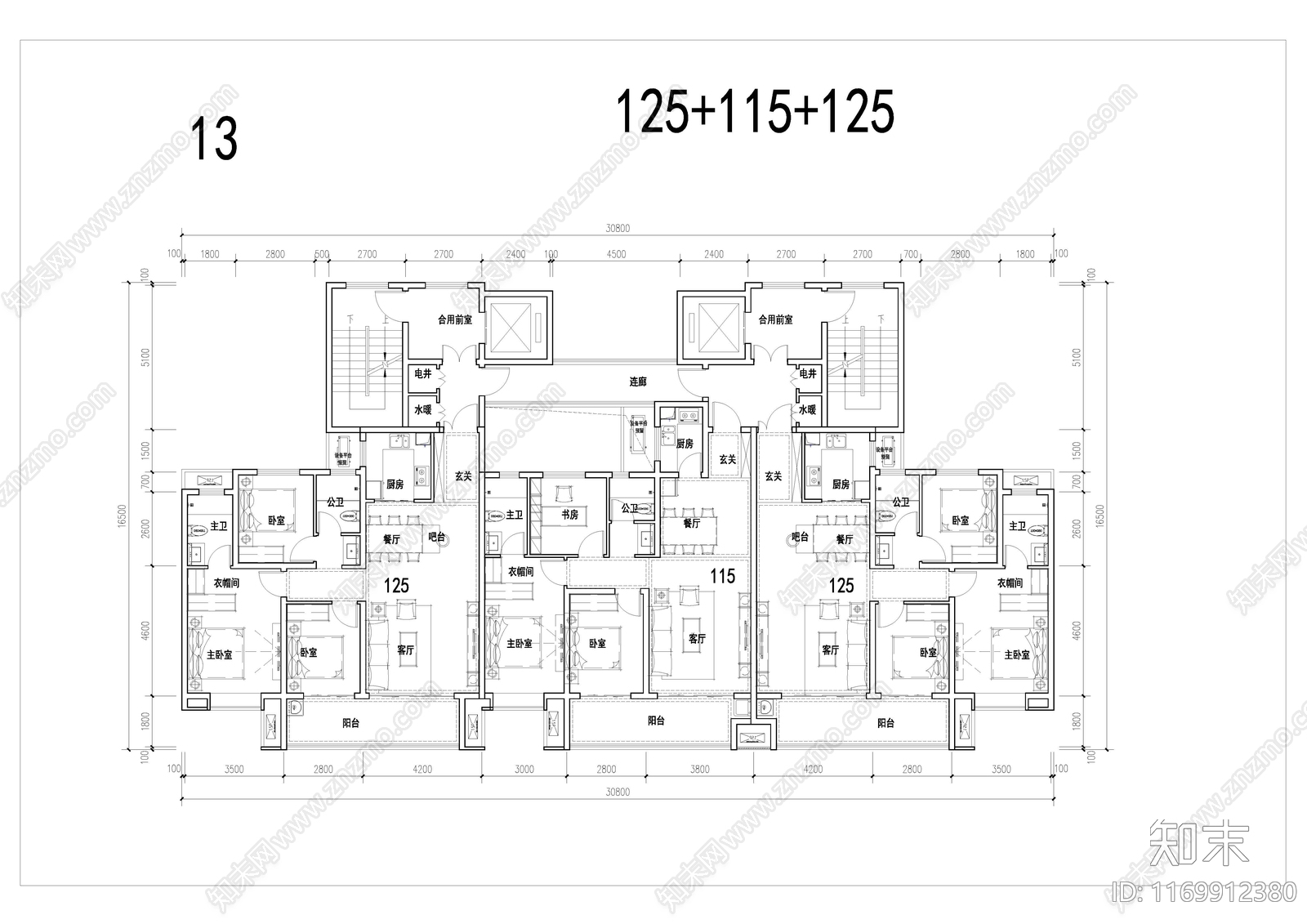 现代住宅楼建筑cad施工图下载【ID:1169912380】