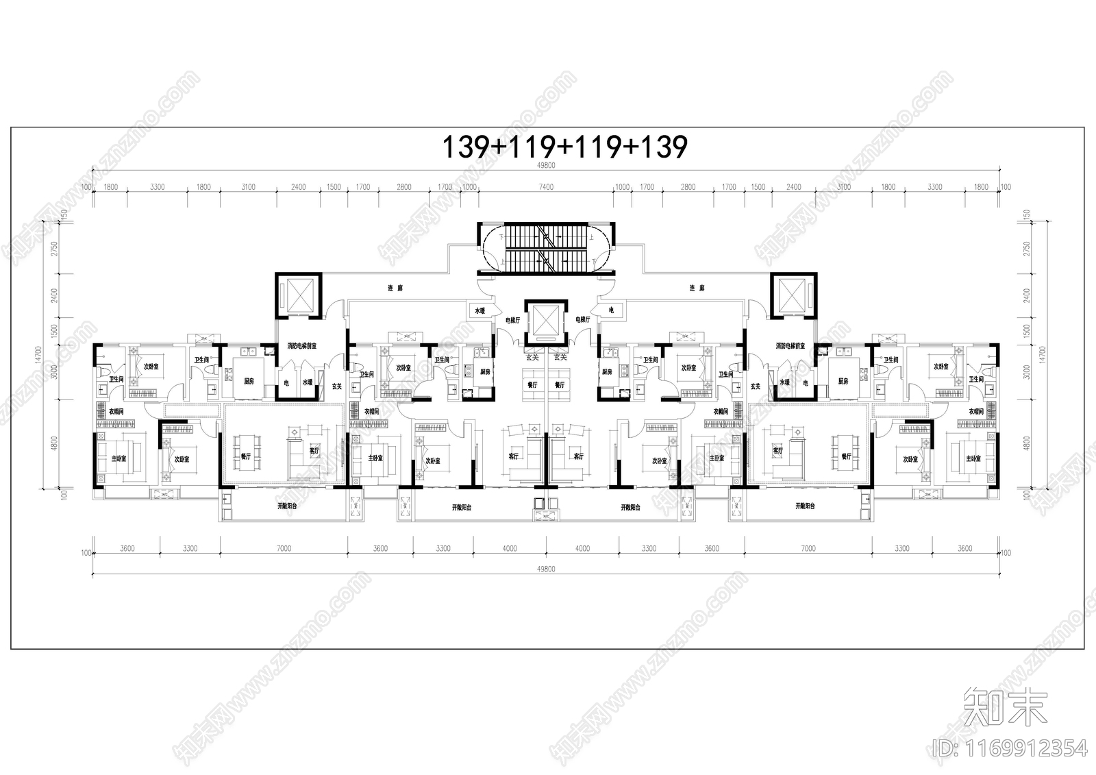 现代住宅楼建筑cad施工图下载【ID:1169912354】