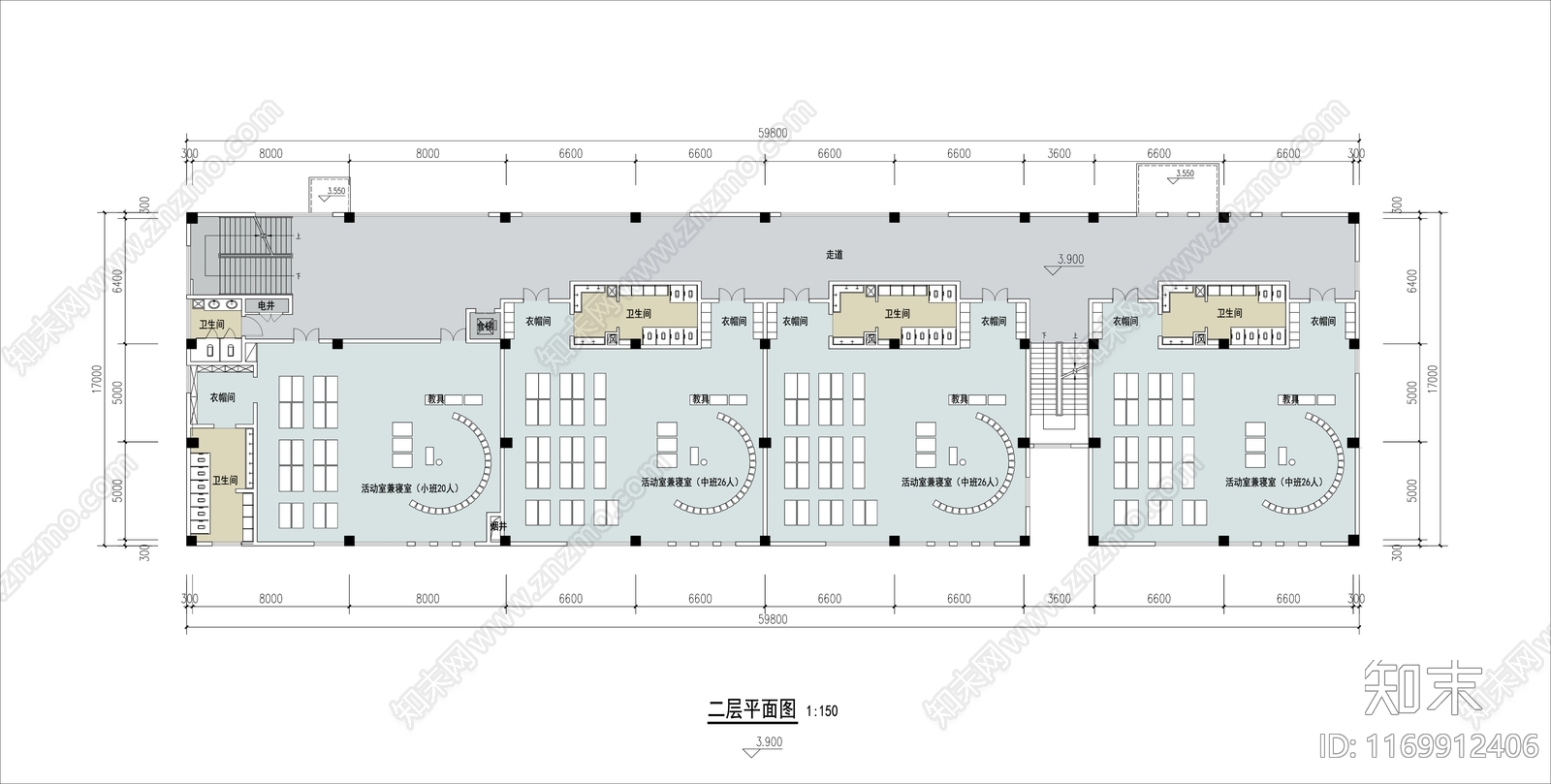 现代幼儿园建筑cad施工图下载【ID:1169912406】