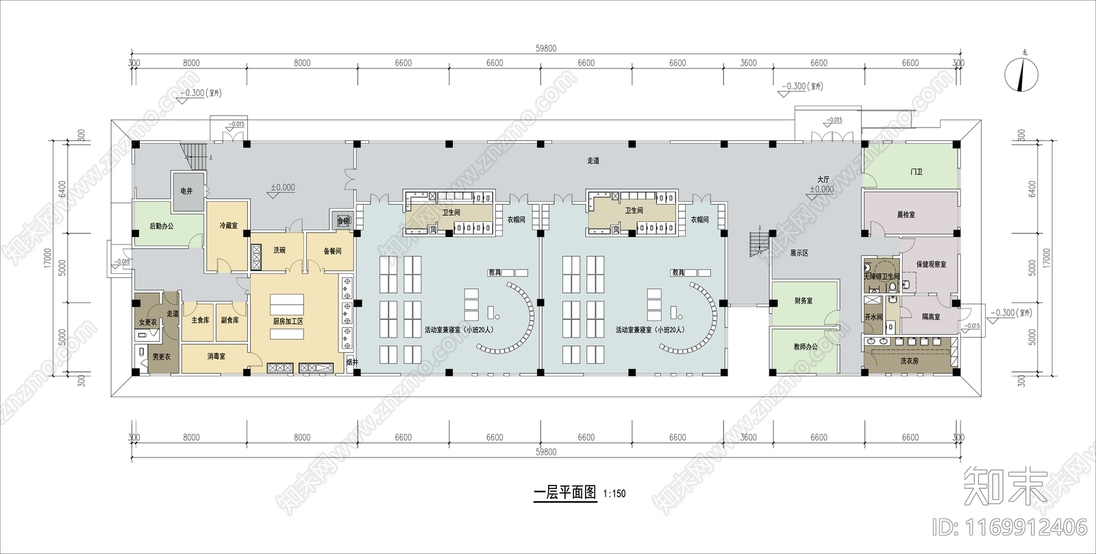 现代幼儿园建筑cad施工图下载【ID:1169912406】