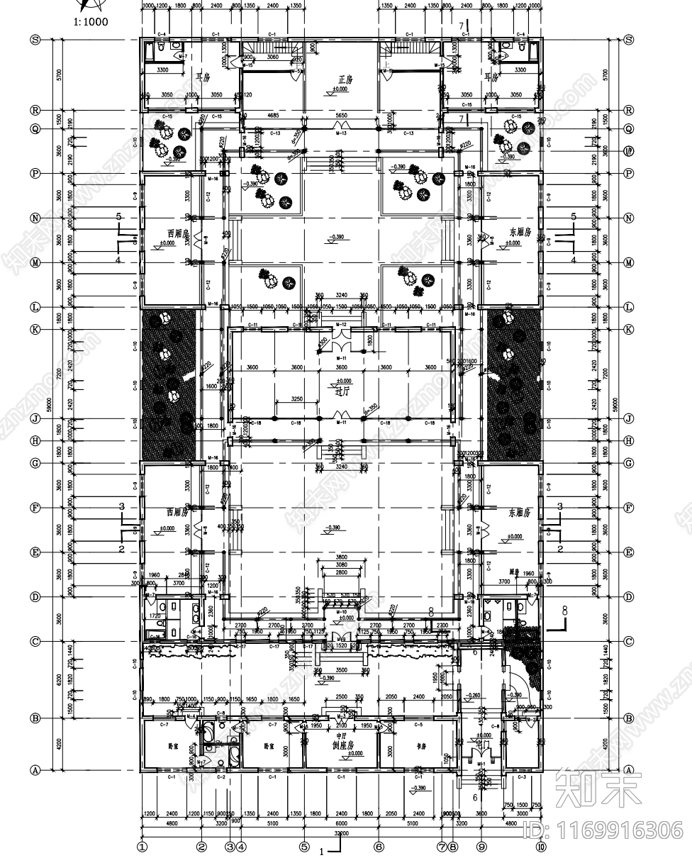 中式四合院cad施工图下载【ID:1169916306】