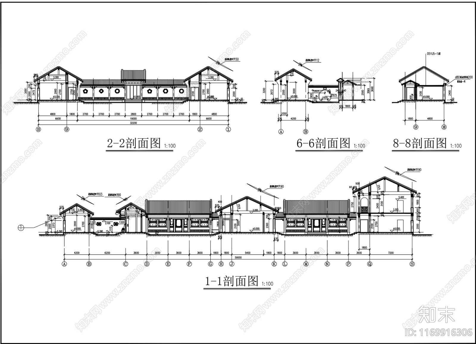 中式四合院cad施工图下载【ID:1169916306】