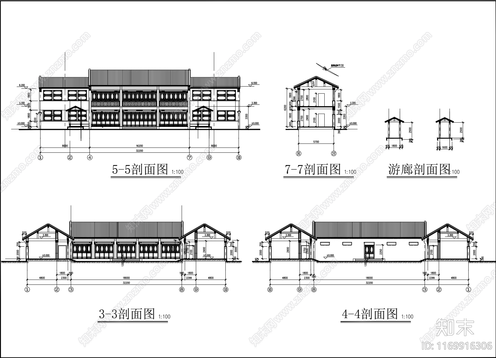 中式四合院cad施工图下载【ID:1169916306】