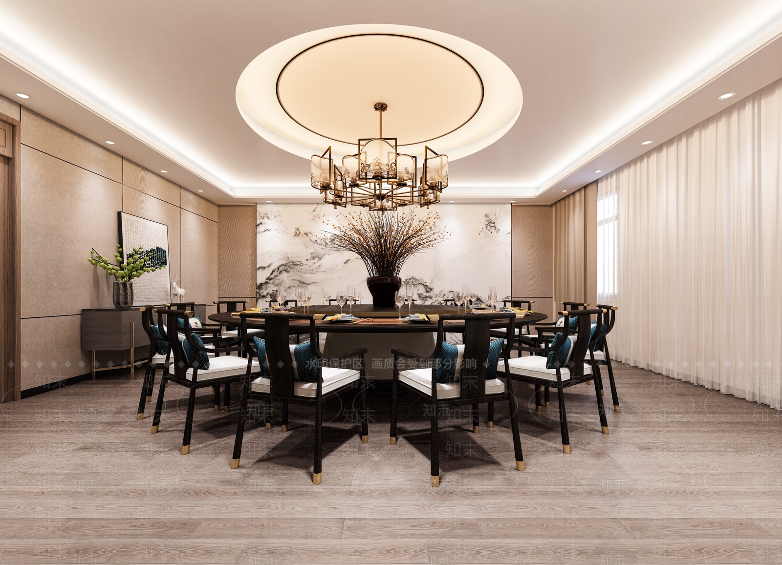 中式新中式包厢3D模型下载【ID:1169918840】