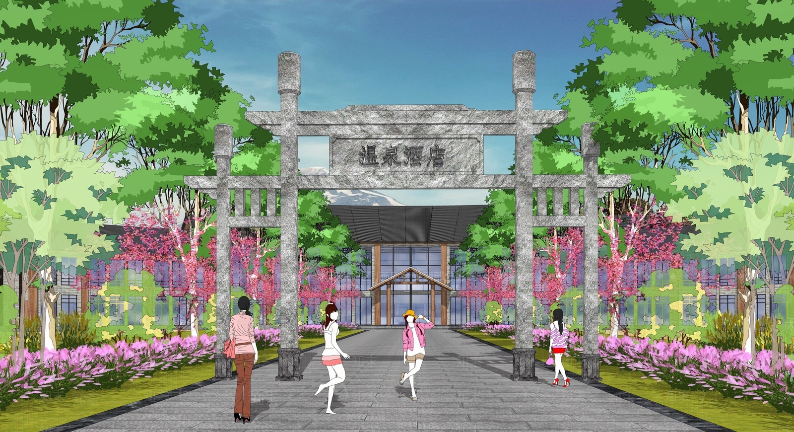 现代新中式牌坊牌楼SU模型下载【ID:1169918838】