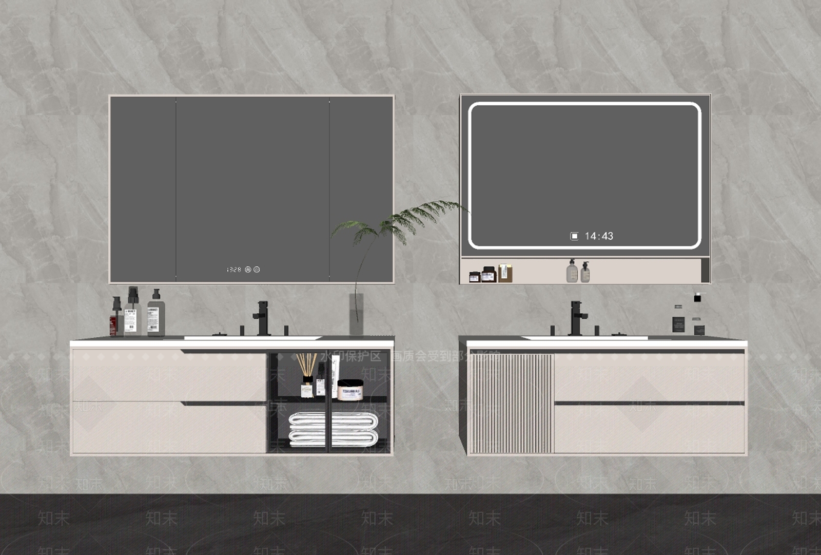 现代简约浴室柜SU模型下载【ID:1169921541】