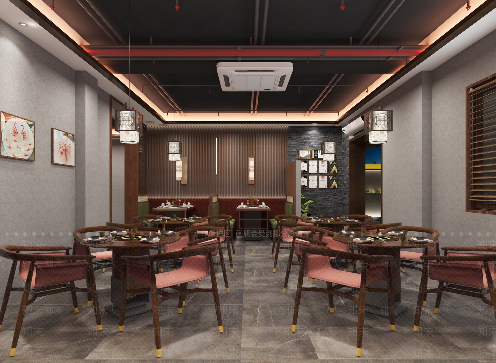 新中式原木中餐厅3D模型下载【ID:1169922802】