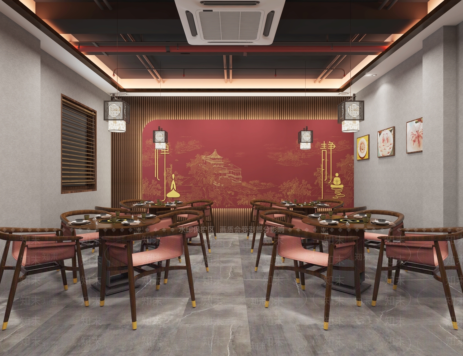 新中式原木中餐厅3D模型下载【ID:1169922802】