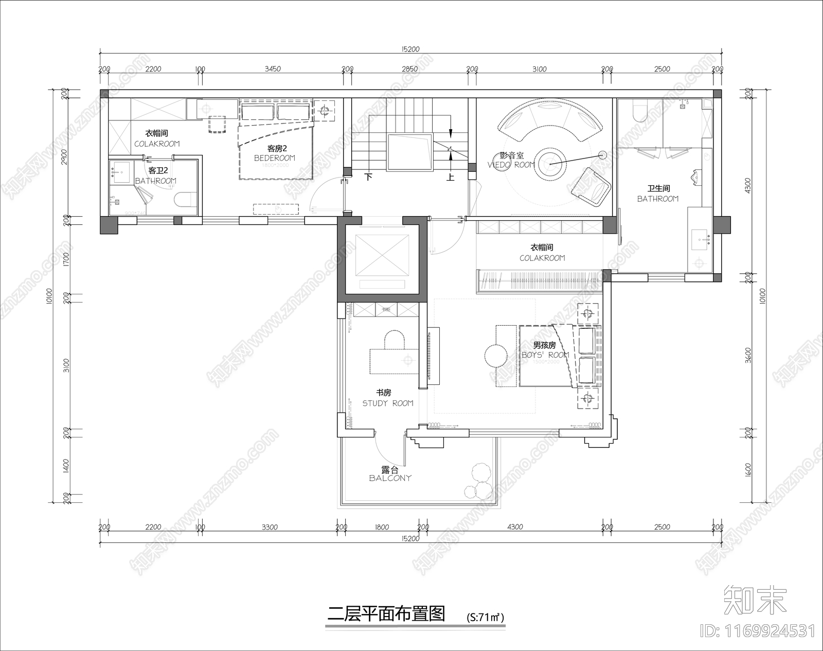 现代整体家装空间cad施工图下载【ID:1169924531】