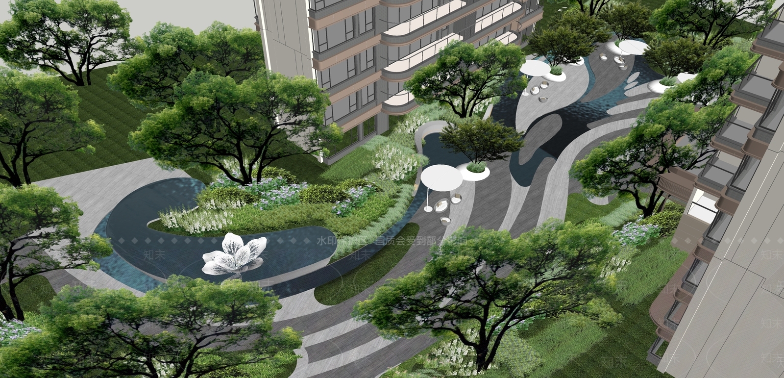 现代别墅庭院SU模型下载【ID:1169924771】