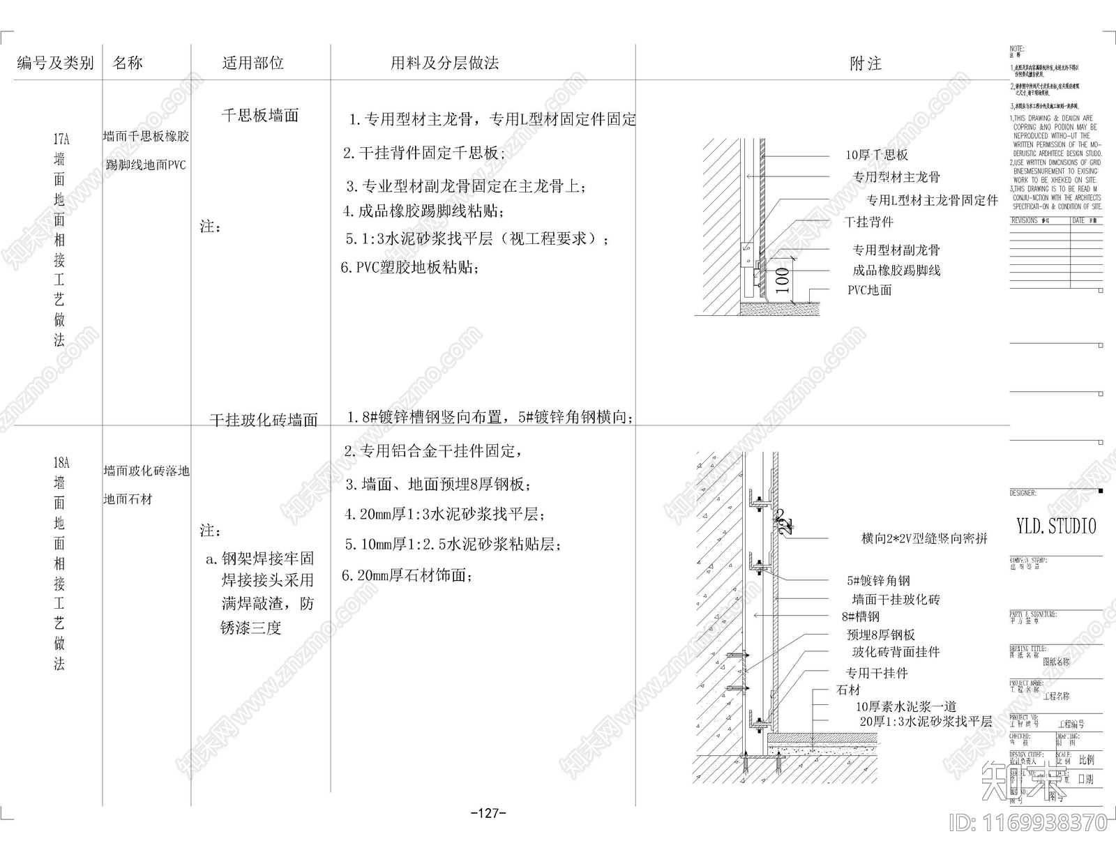 现代墙面节点cad施工图下载【ID:1169938370】