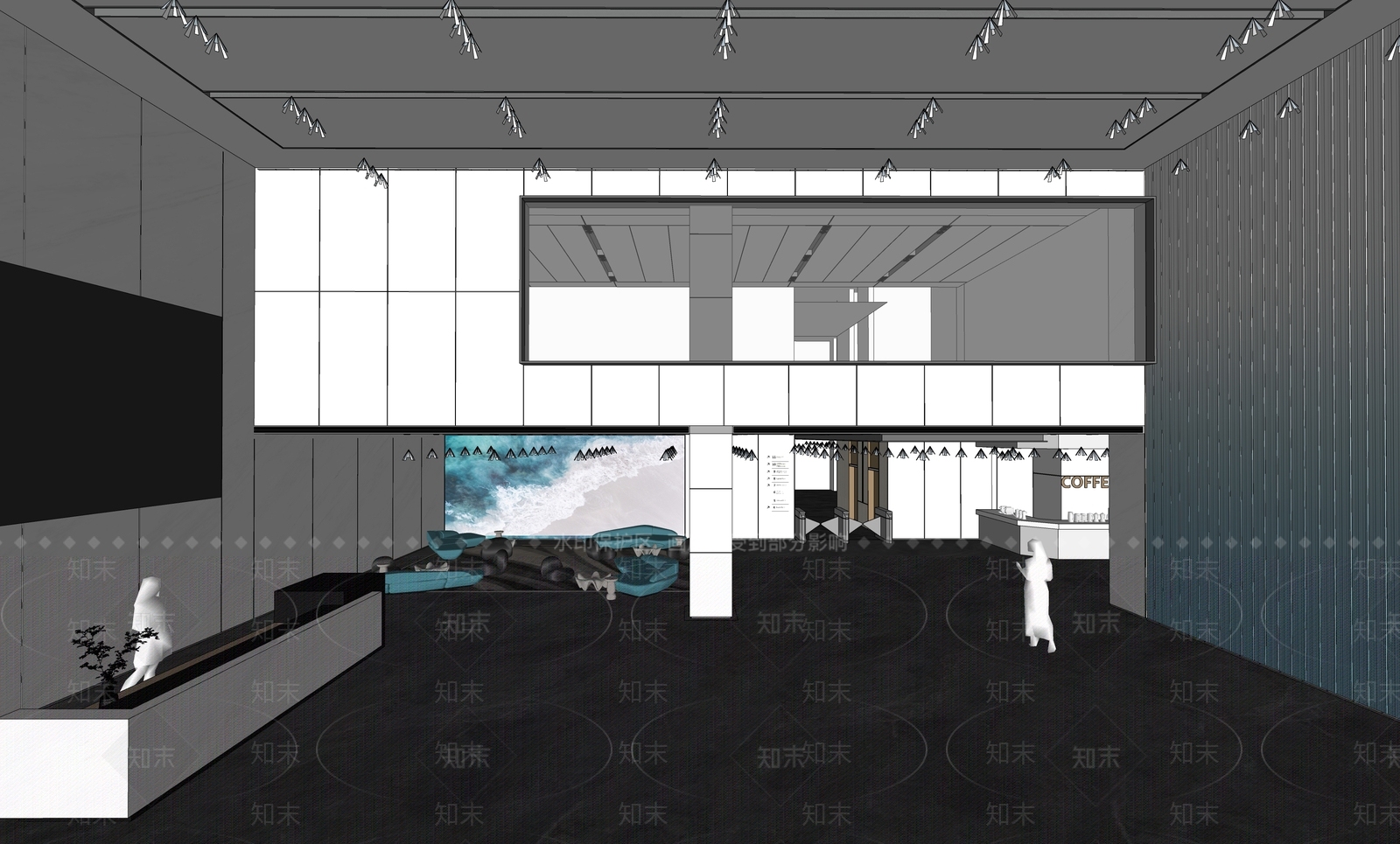 现代极简办公大堂SU模型下载【ID:1169947245】