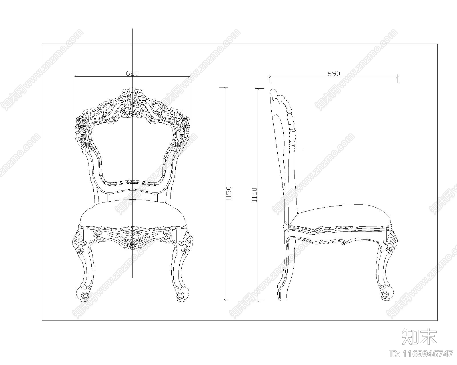 北欧椅子施工图下载【ID:1169946747】