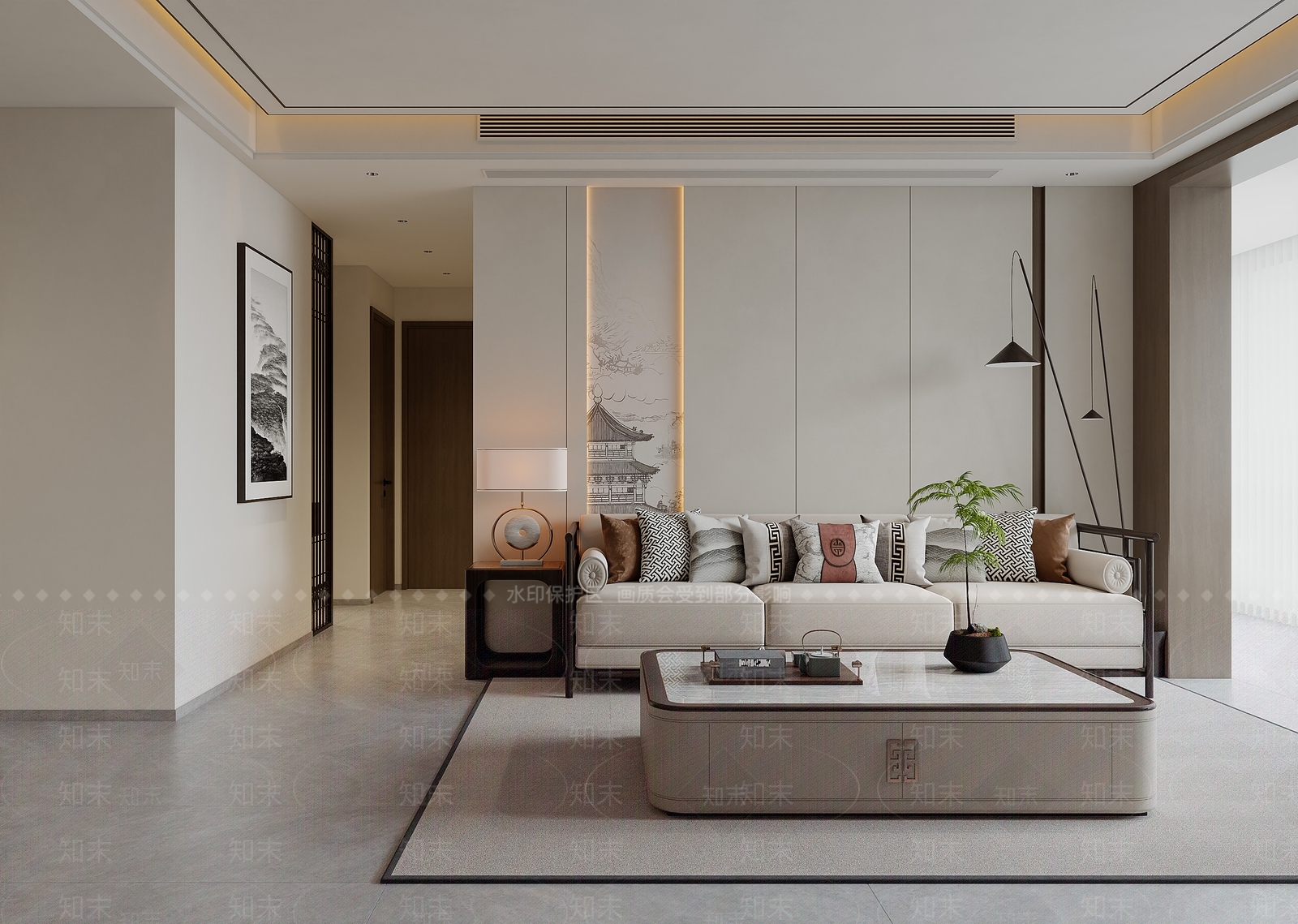 新中式走廊3D模型下载【ID:1214718713】