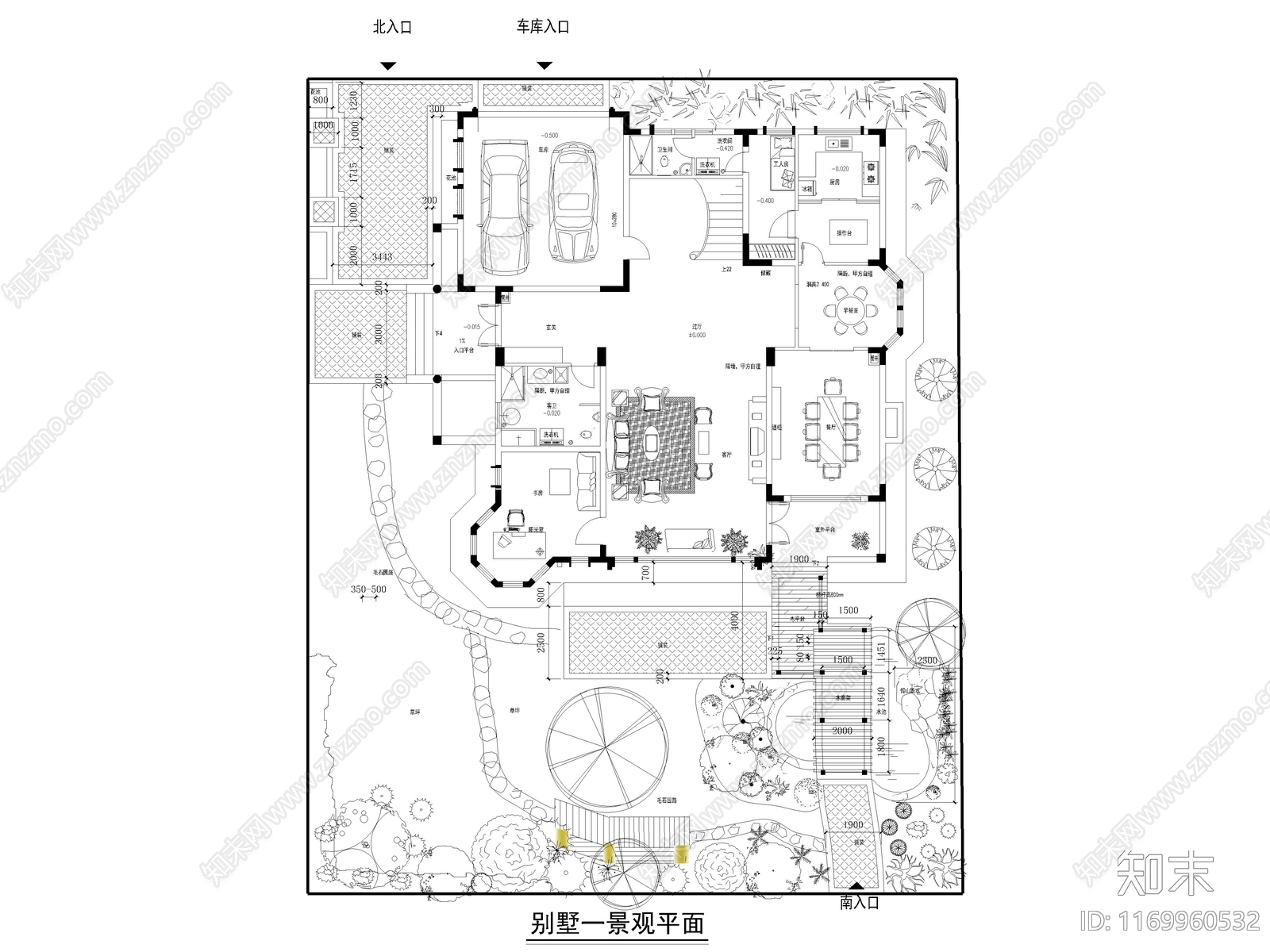 90套别墅庭院屋顶花园景观平面图施工图cad施工图下载【ID:1169960532】