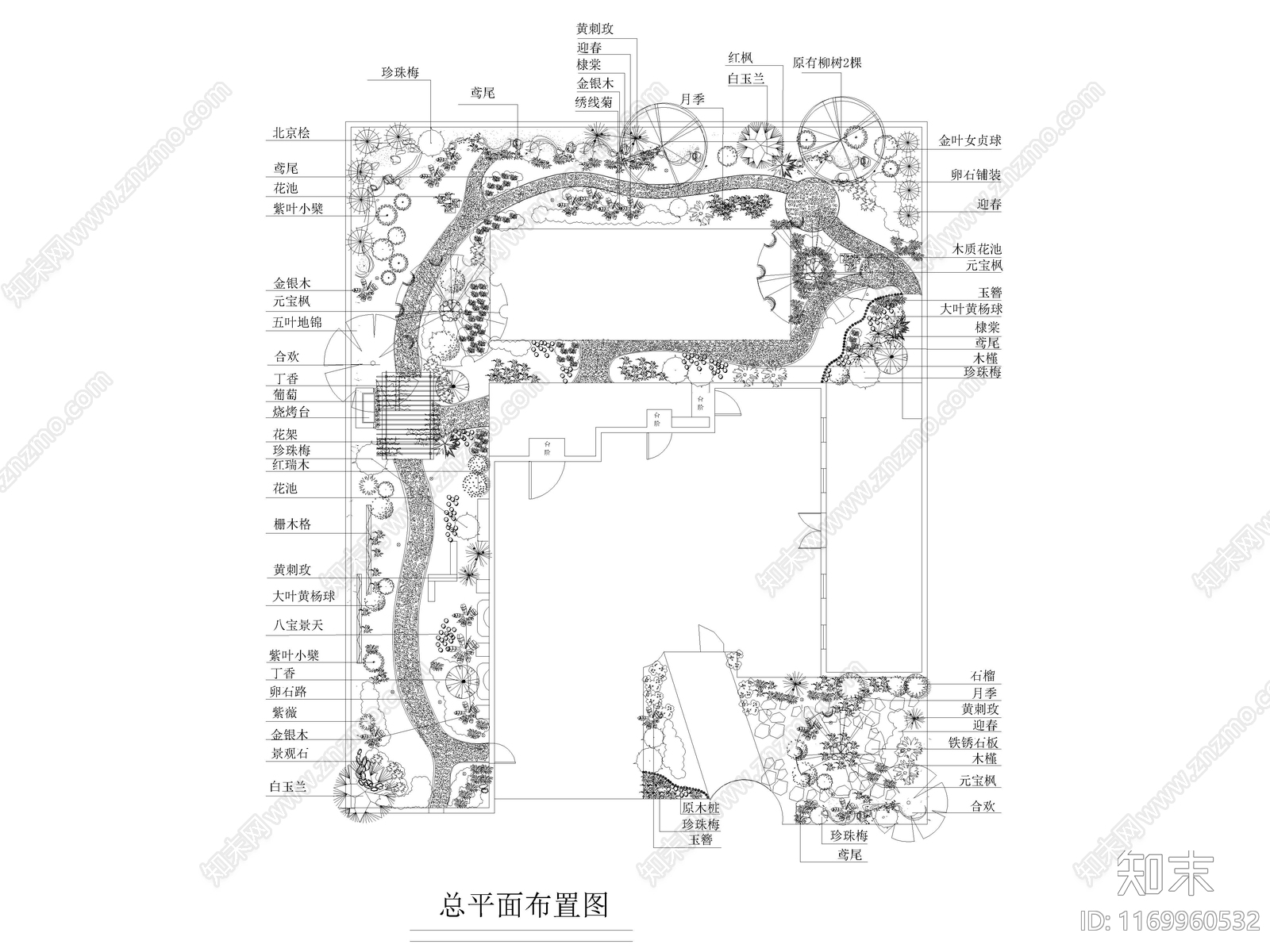 90套别墅庭院屋顶花园景观平面图施工图cad施工图下载【ID:1169960532】