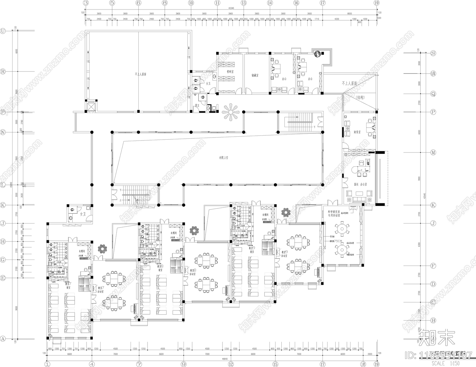 现代幼儿园cad施工图下载【ID:1169951187】