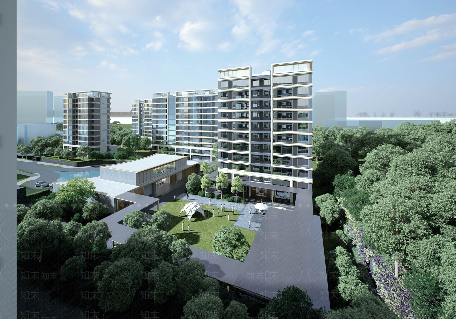 现代小区建筑SU模型下载【ID:1169953347】