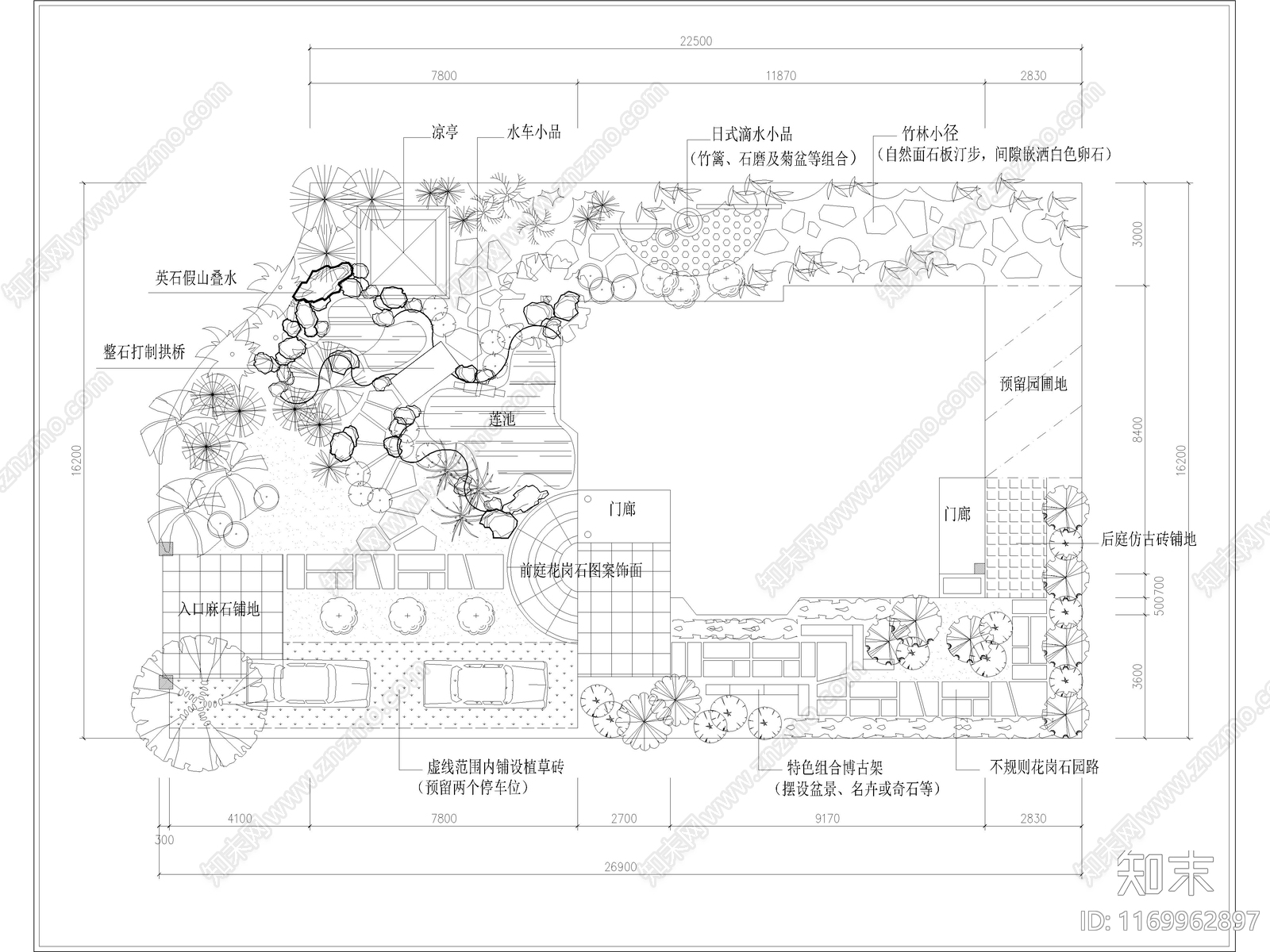 47套别墅庭院花园景观平面方案图cad施工图下载【ID:1169962897】