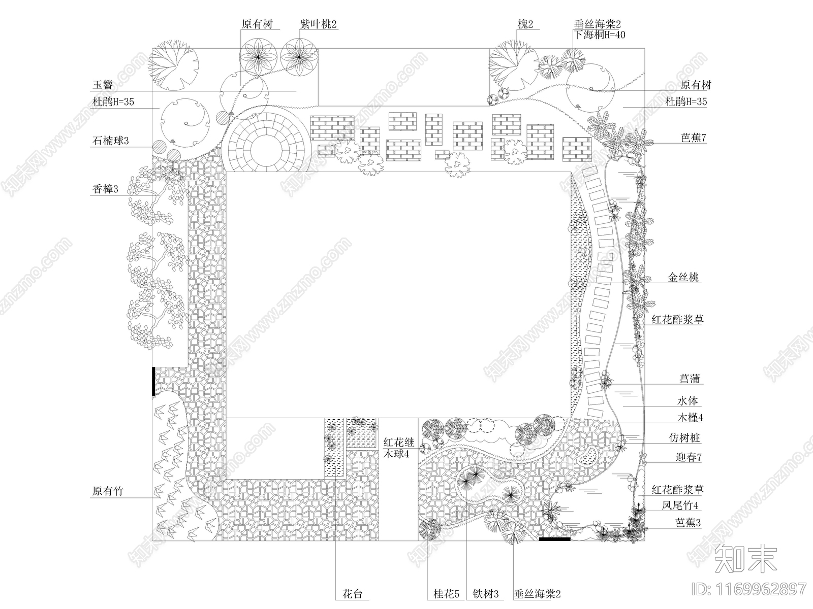 47套别墅庭院花园景观平面方案图cad施工图下载【ID:1169962897】