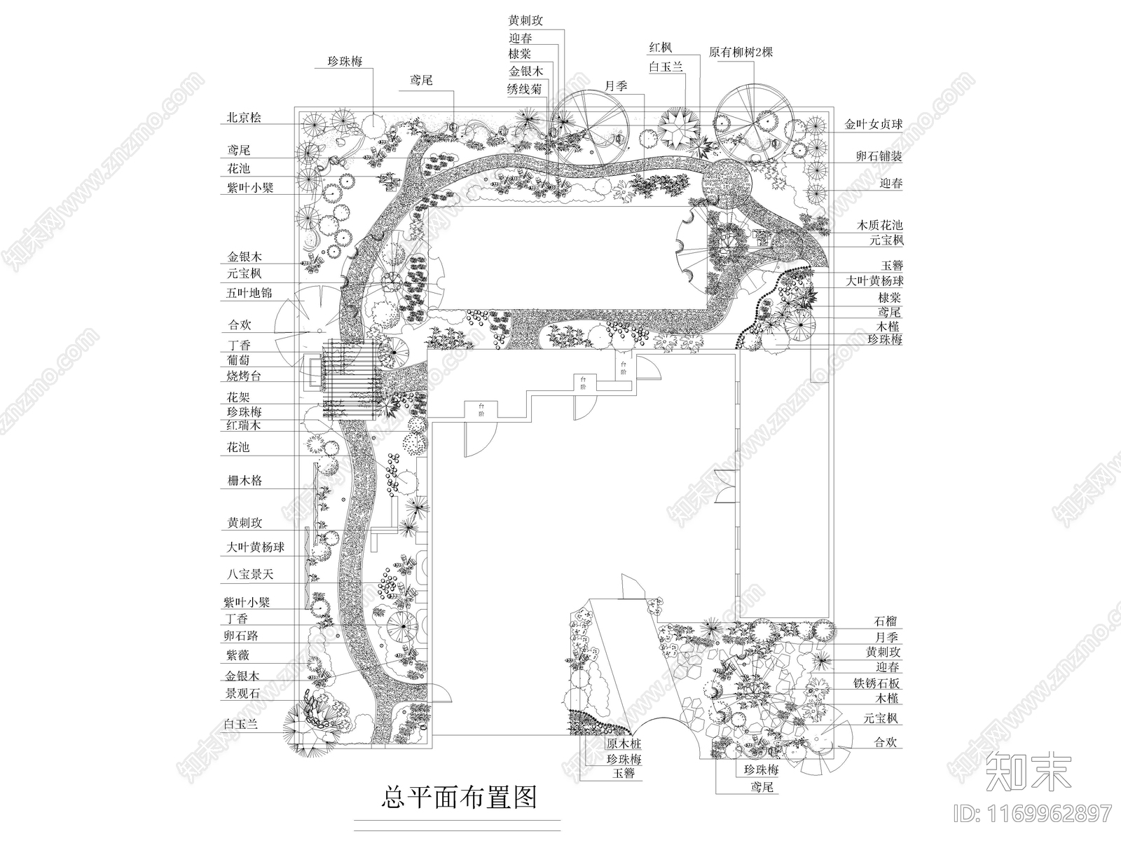 47套别墅庭院花园景观平面方案图cad施工图下载【ID:1169962897】