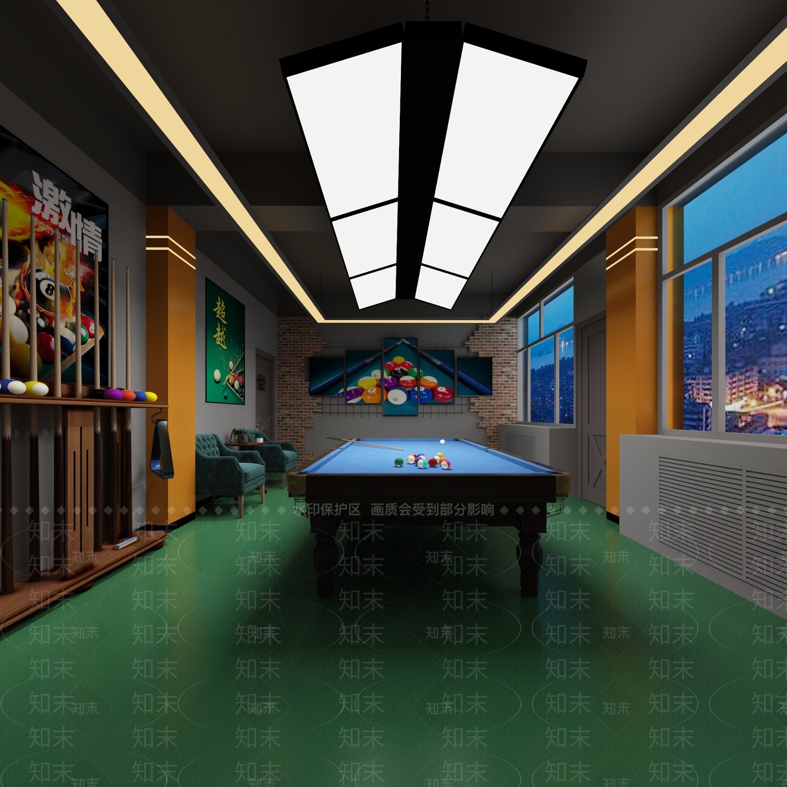 现代台球室3D模型下载【ID:1169956009】