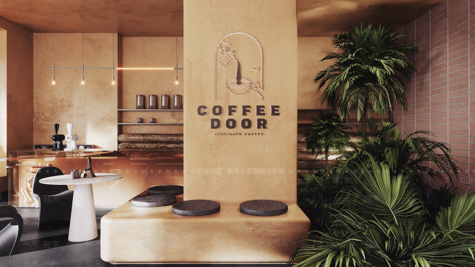 现代侘寂咖啡厅3D模型下载【ID:1169957692】