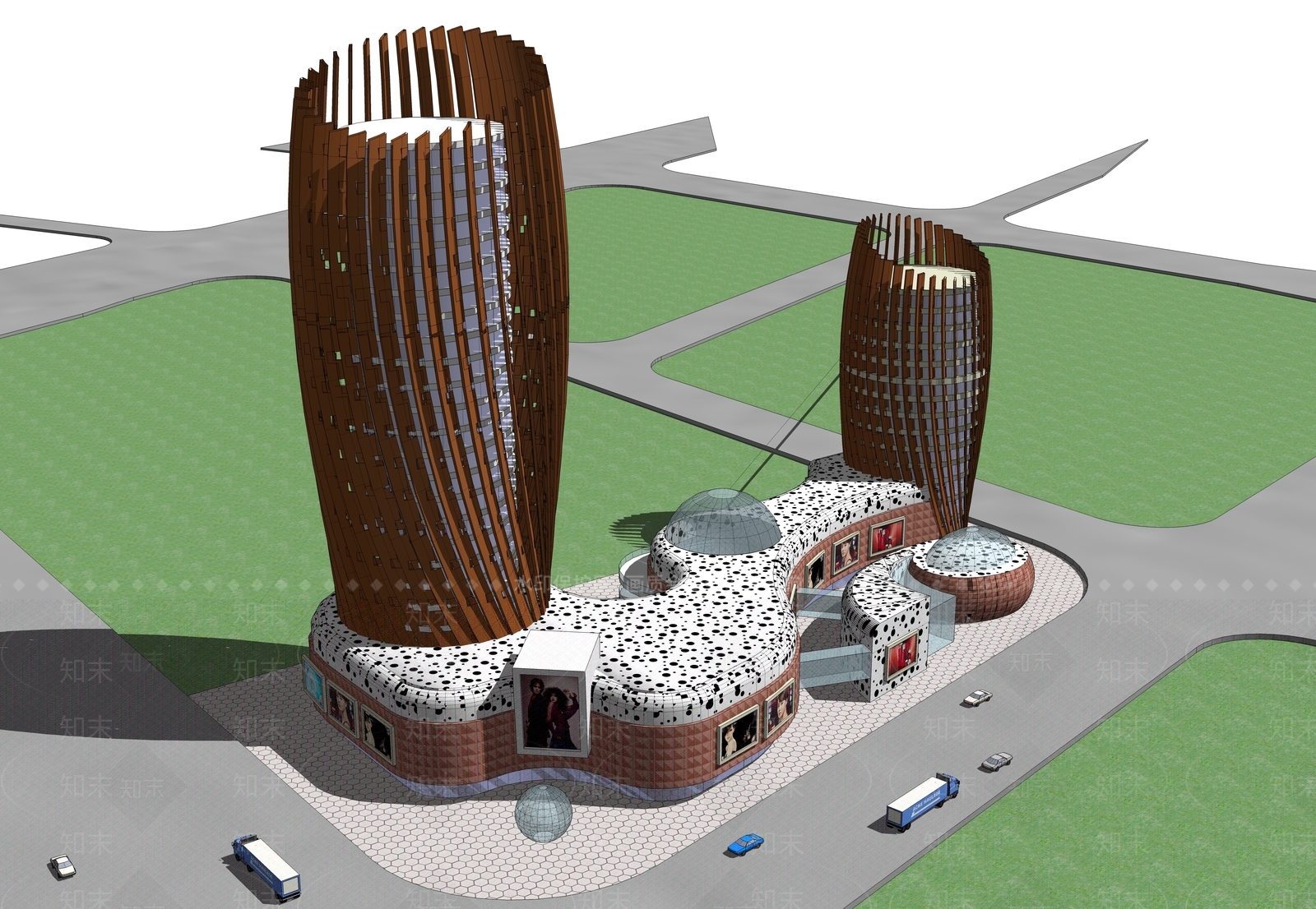 简约现代商场建筑SU模型下载【ID:1169957803】