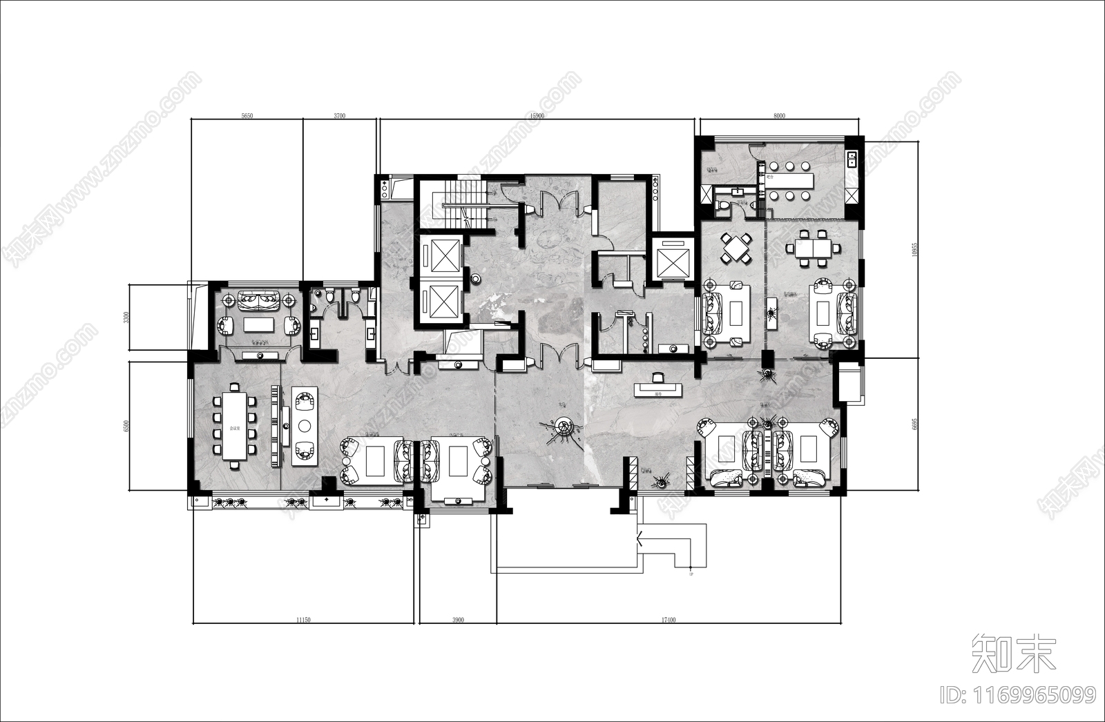 现代新中式会所cad施工图下载【ID:1169965099】