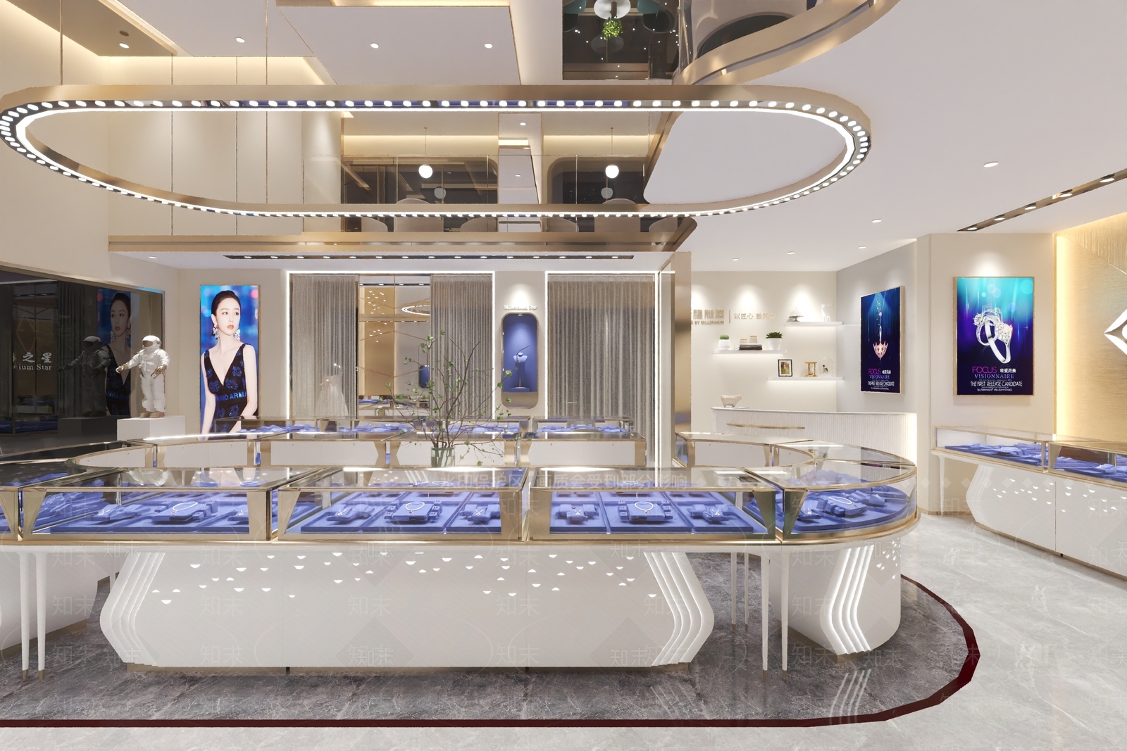 现代轻奢珠宝店3D模型下载【ID:1169971796】