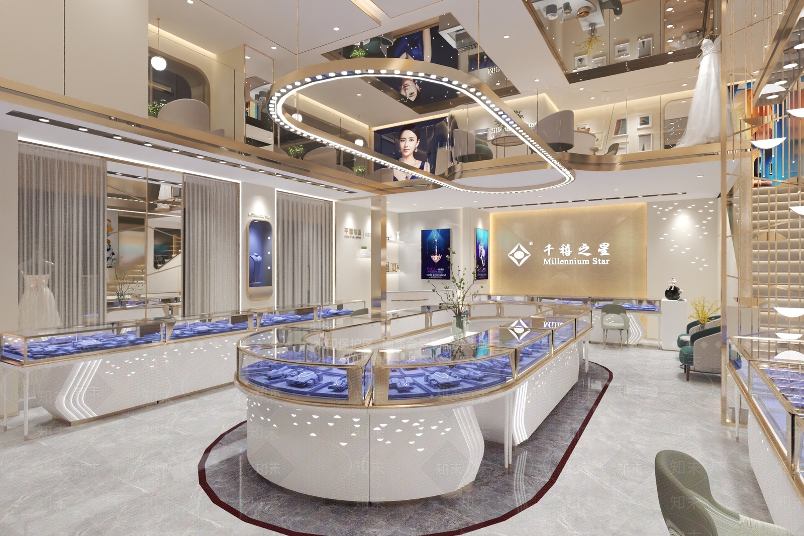 现代轻奢珠宝店3D模型下载【ID:1169971796】