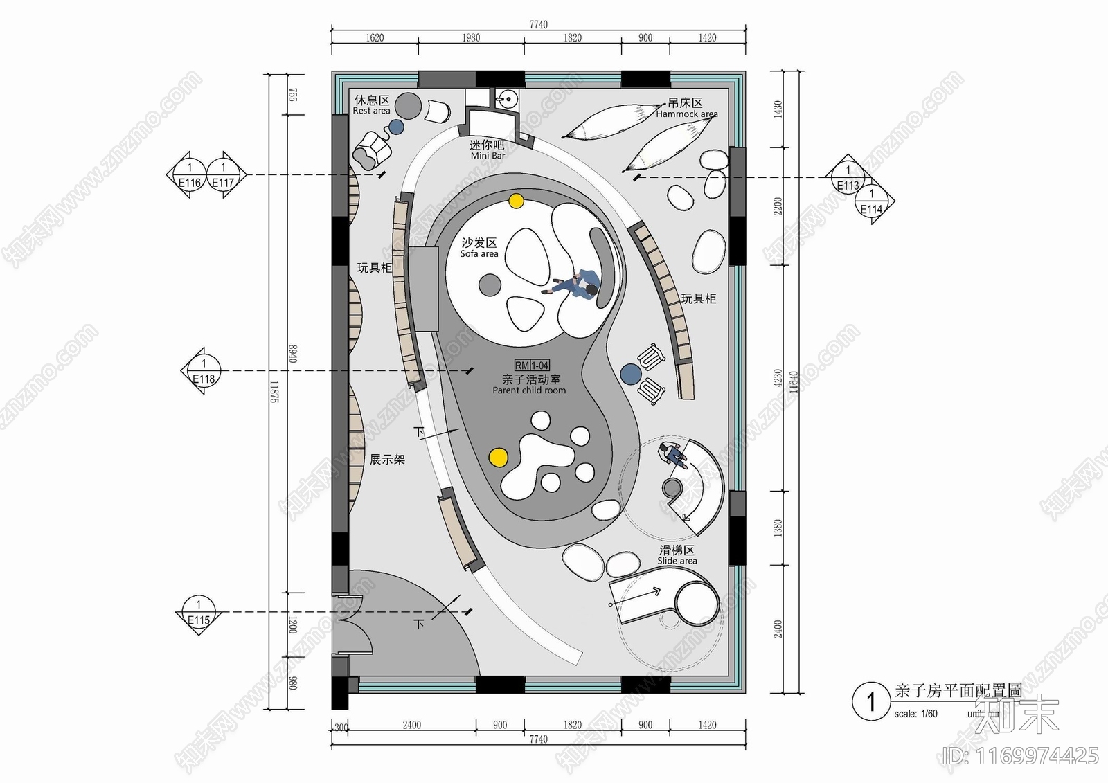 现代儿童房施工图下载【ID:1169974425】