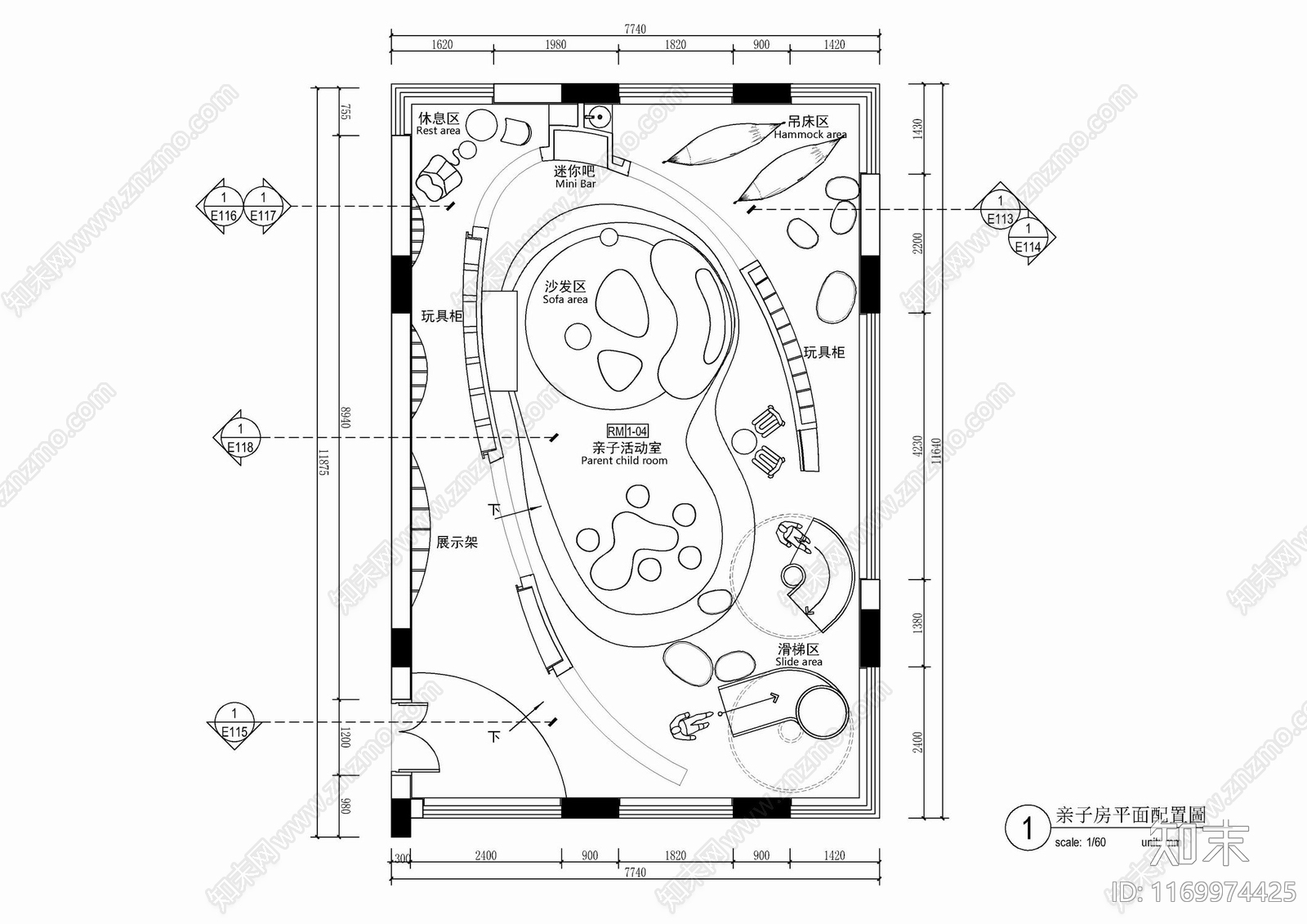 现代儿童房施工图下载【ID:1169974425】