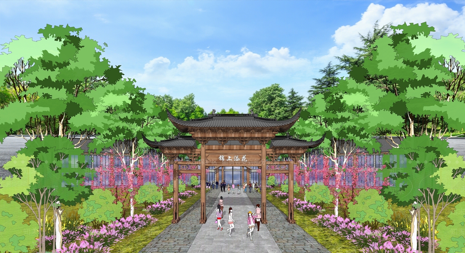 现代新中式牌坊牌楼SU模型下载【ID:1169974841】