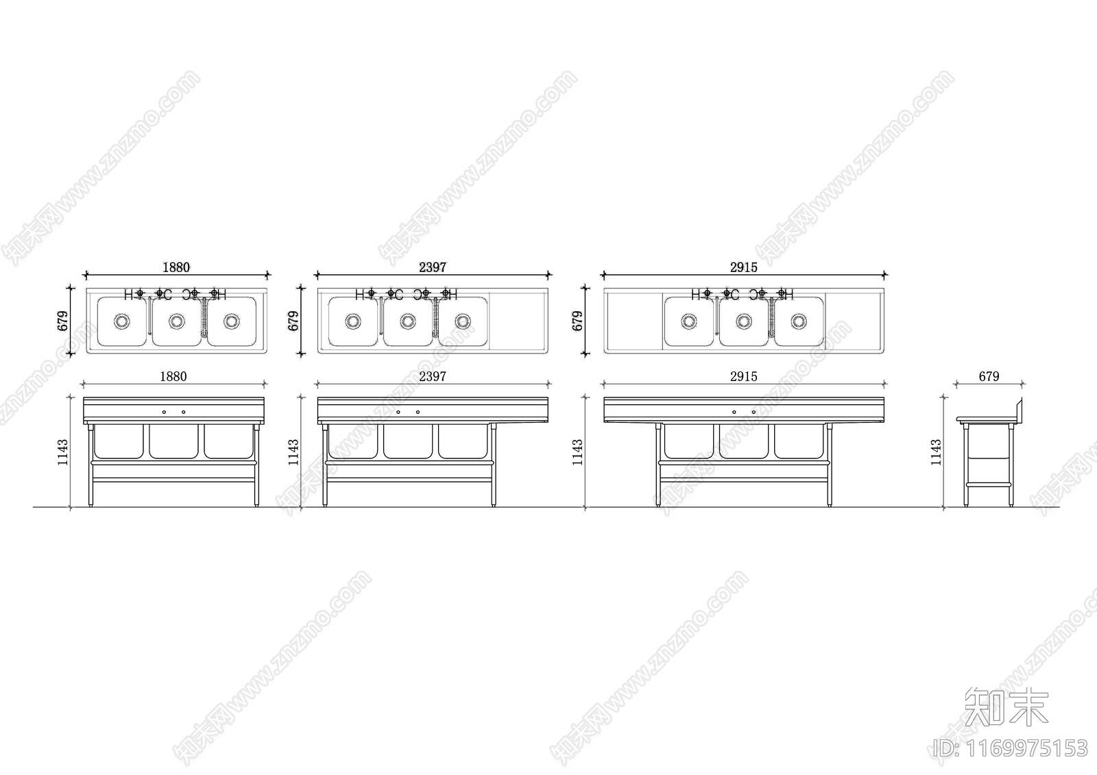 现代厨房设施施工图下载【ID:1169975153】
