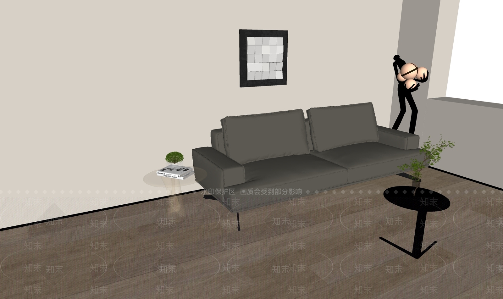 现代双人沙发SU模型下载【ID:1169981696】