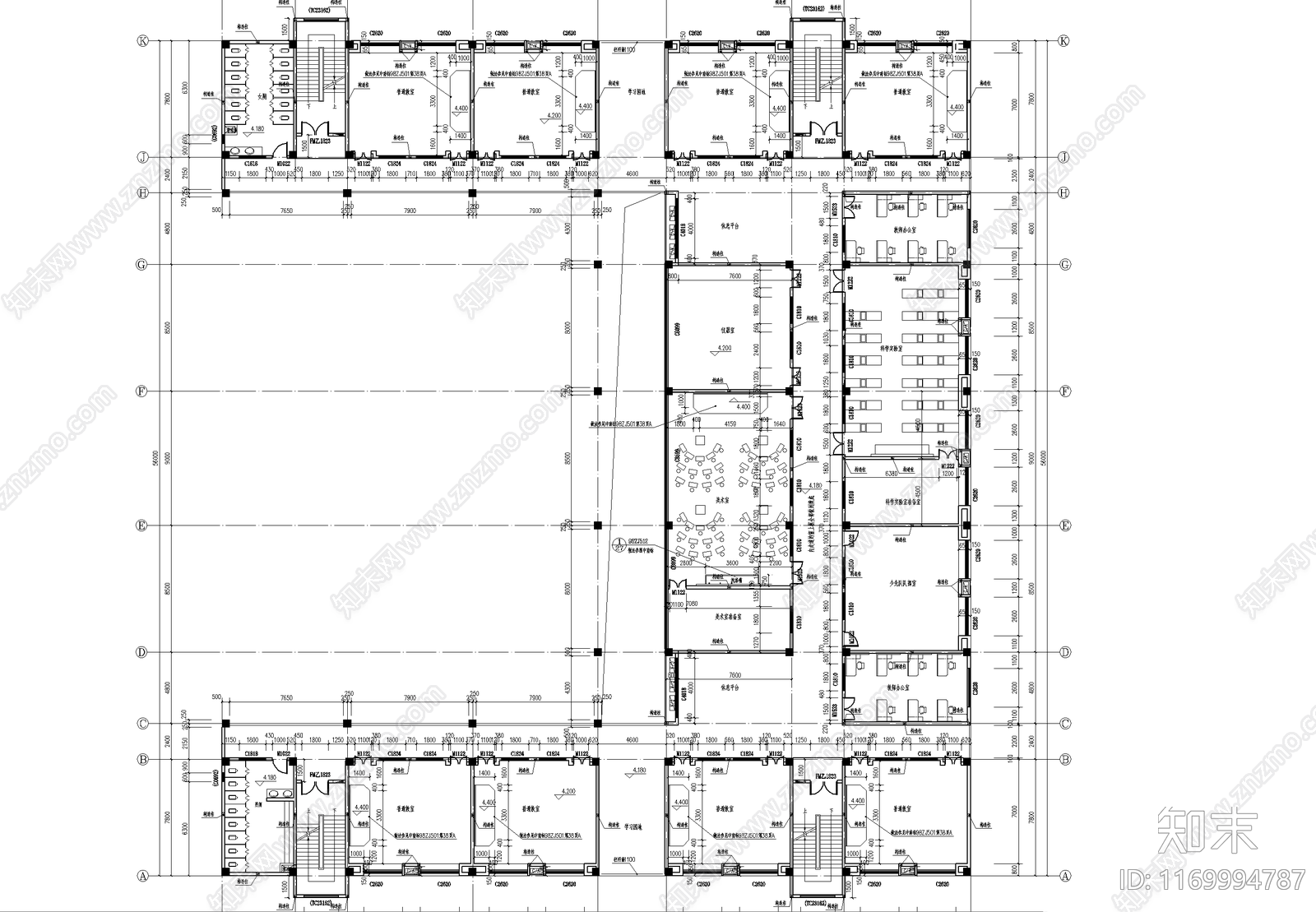 现代学校建筑cad施工图下载【ID:1169994787】