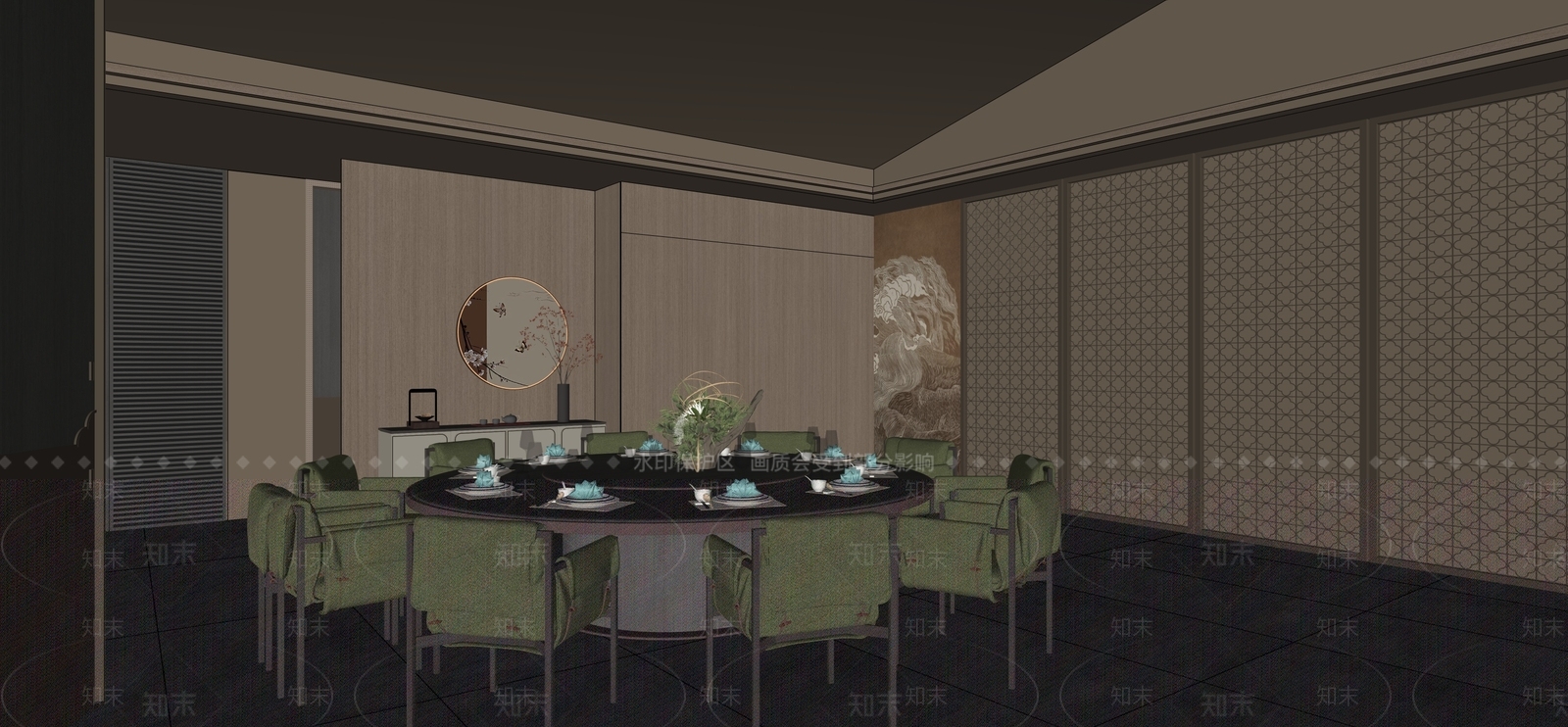 新中式包厢SU模型下载【ID:1169994818】