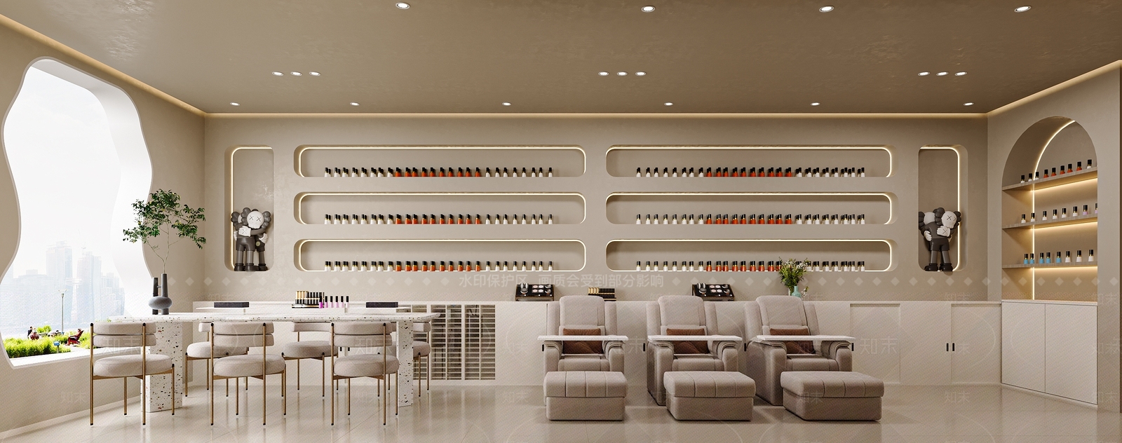 现代奶油美甲店3D模型下载【ID:1170003385】