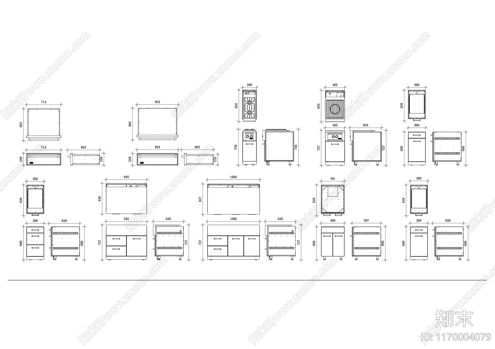 现代厨房设施施工图下载【ID:1170004079】