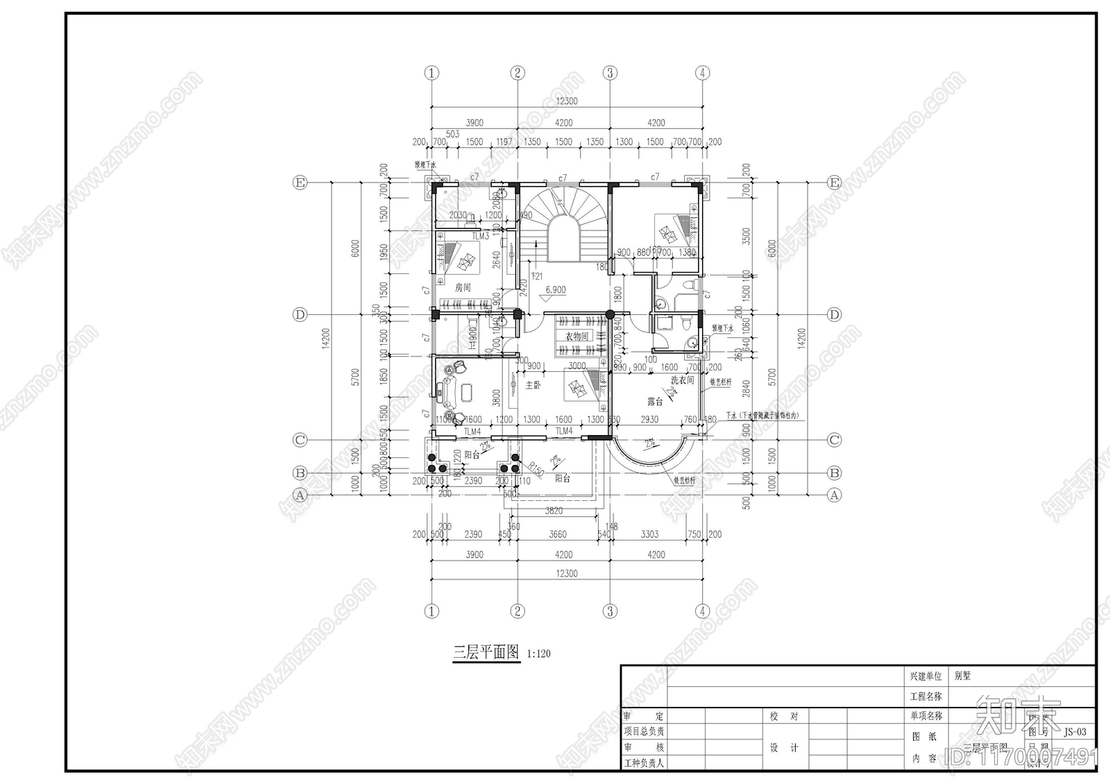 法式欧式别墅建筑cad施工图下载【ID:1170007491】