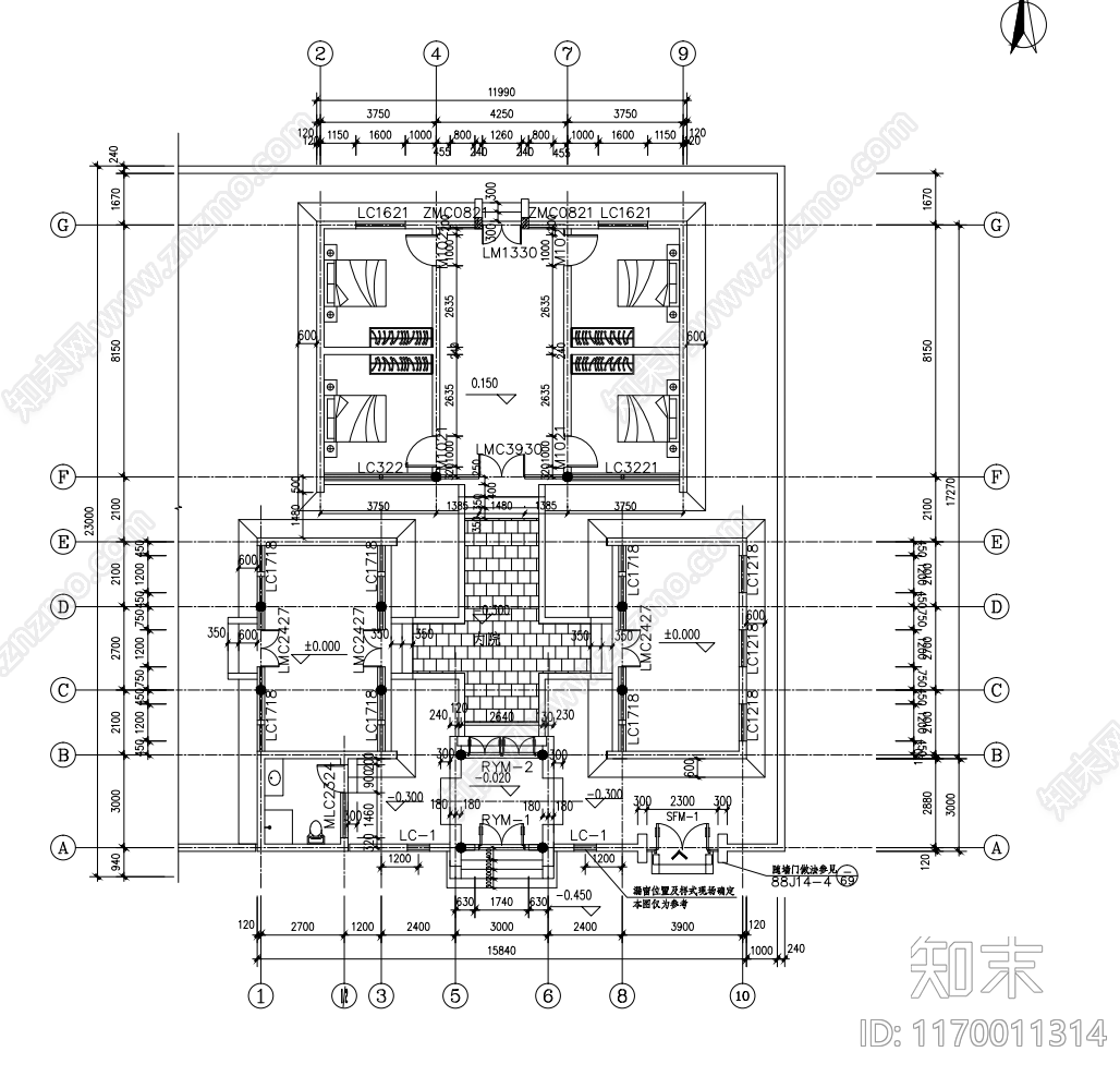 中式四合院施工图下载【ID:1170011314】