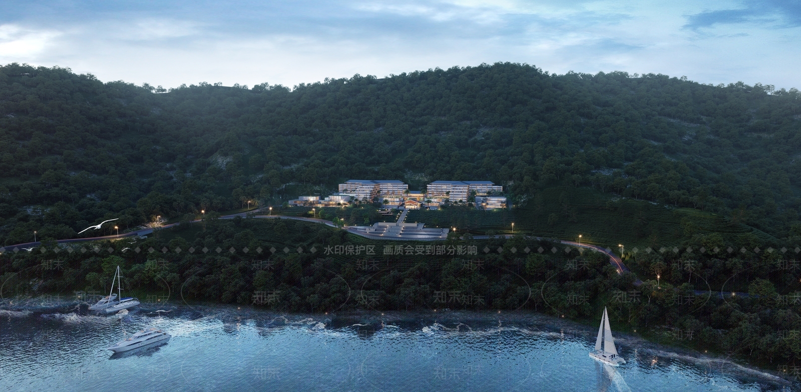 新中式中式酒店建筑SU模型下载【ID:1170011998】