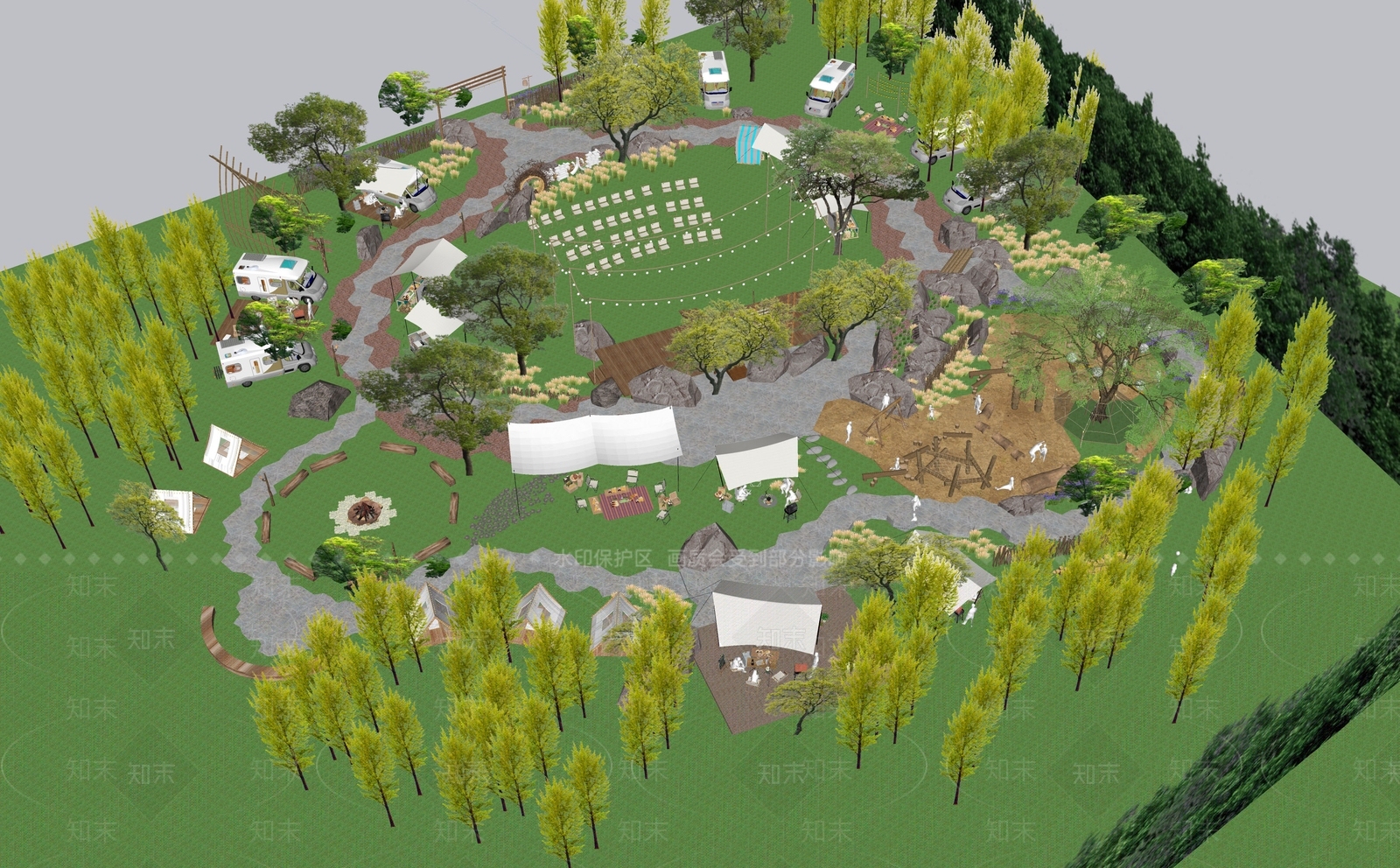 现代景观公园SU模型下载【ID:1170021951】