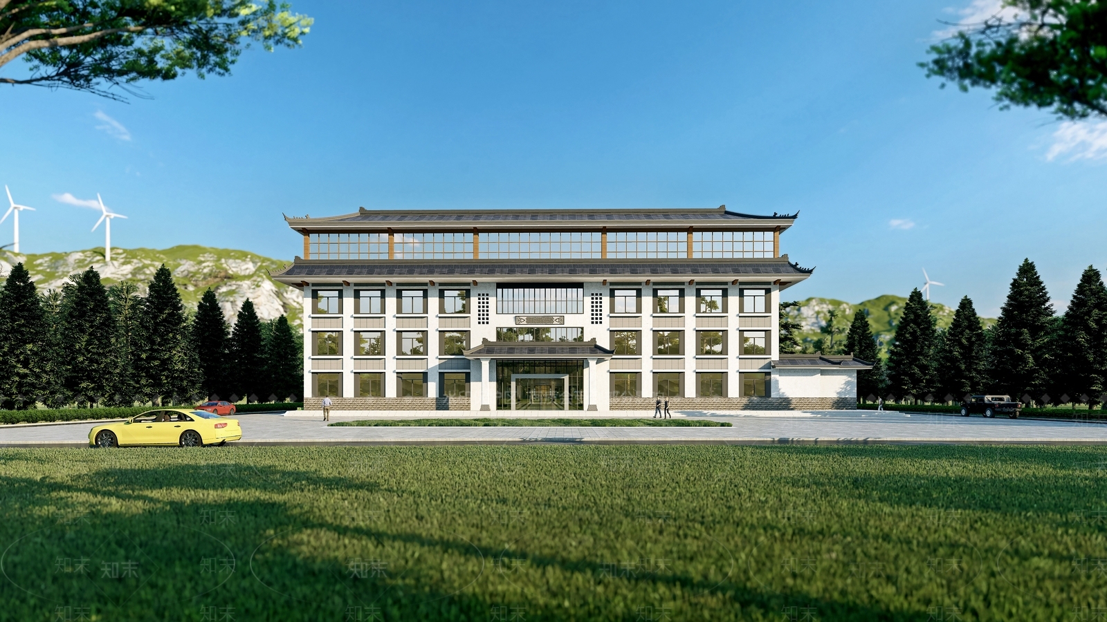 新中式中式其他公共建筑SU模型下载【ID:1170023537】