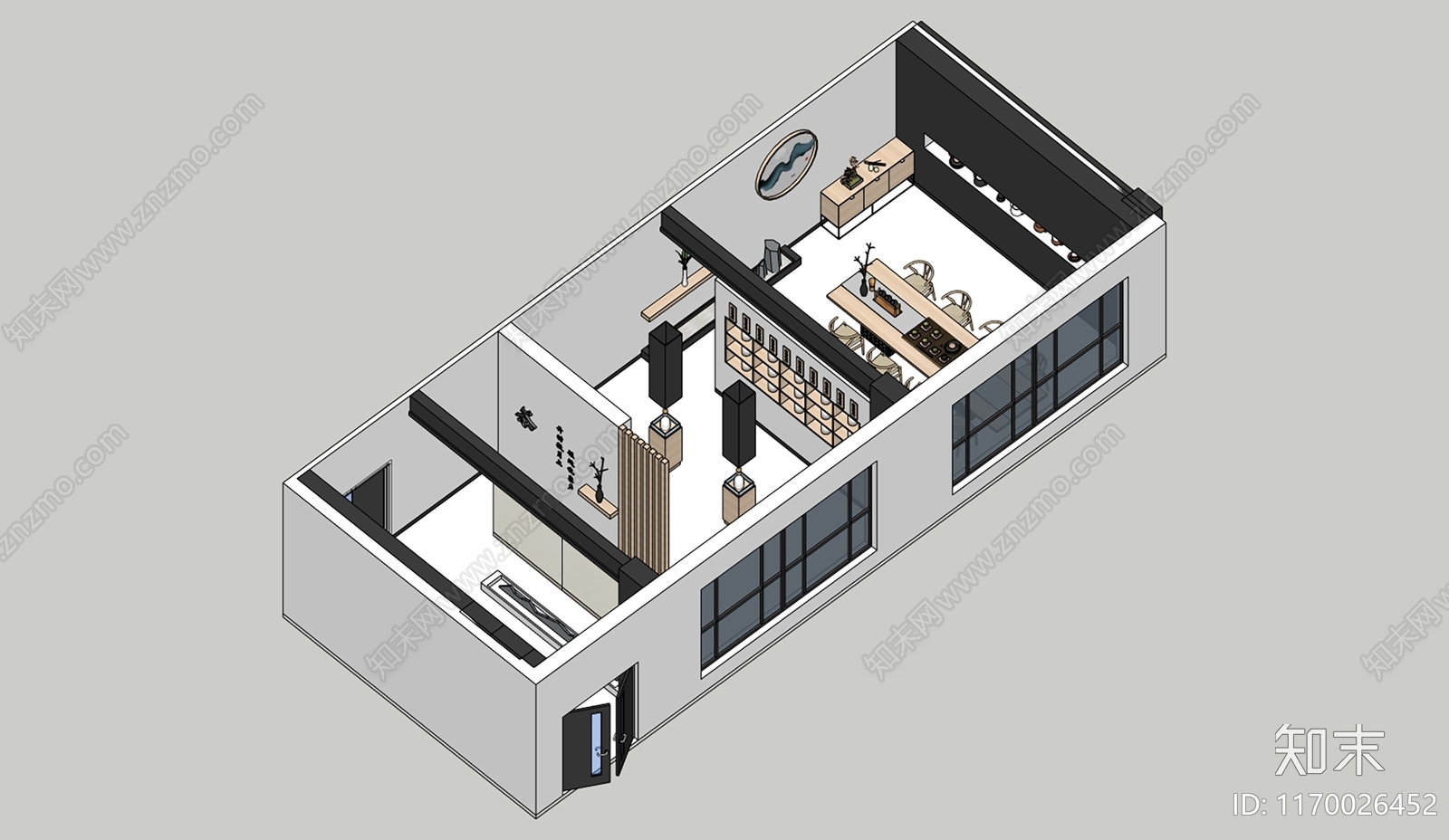 新中式中式茶室SU模型下载【ID:1170026452】