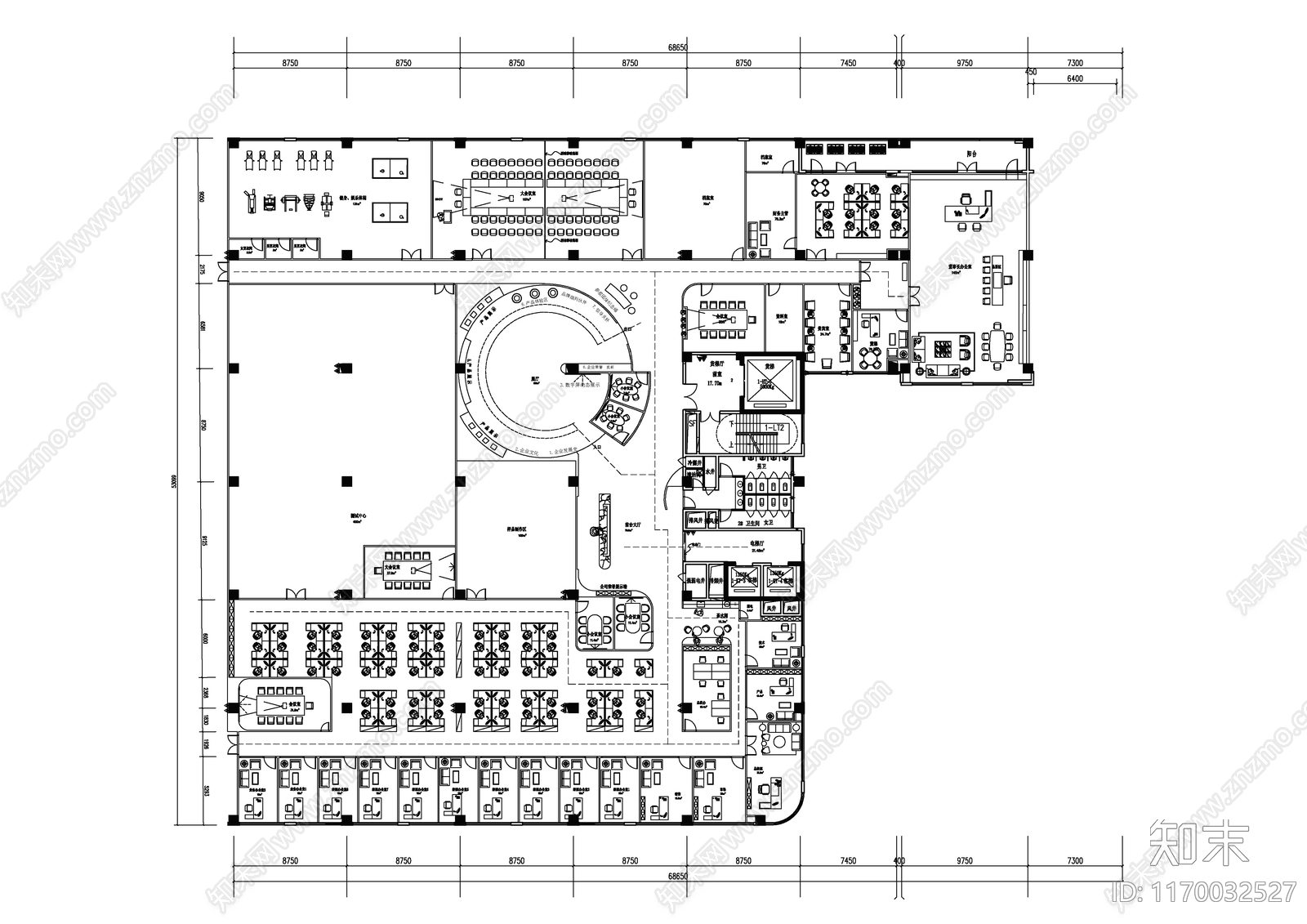 现代整体办公空间cad施工图下载【ID:1170032527】