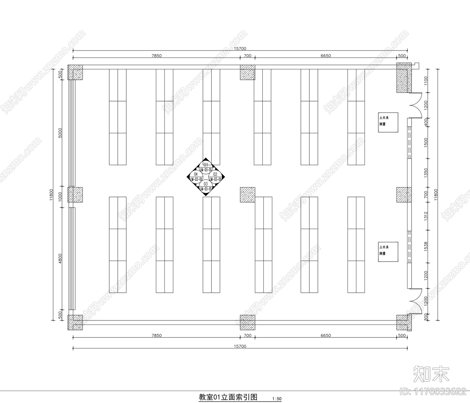 现代培训中心cad施工图下载【ID:1170033622】